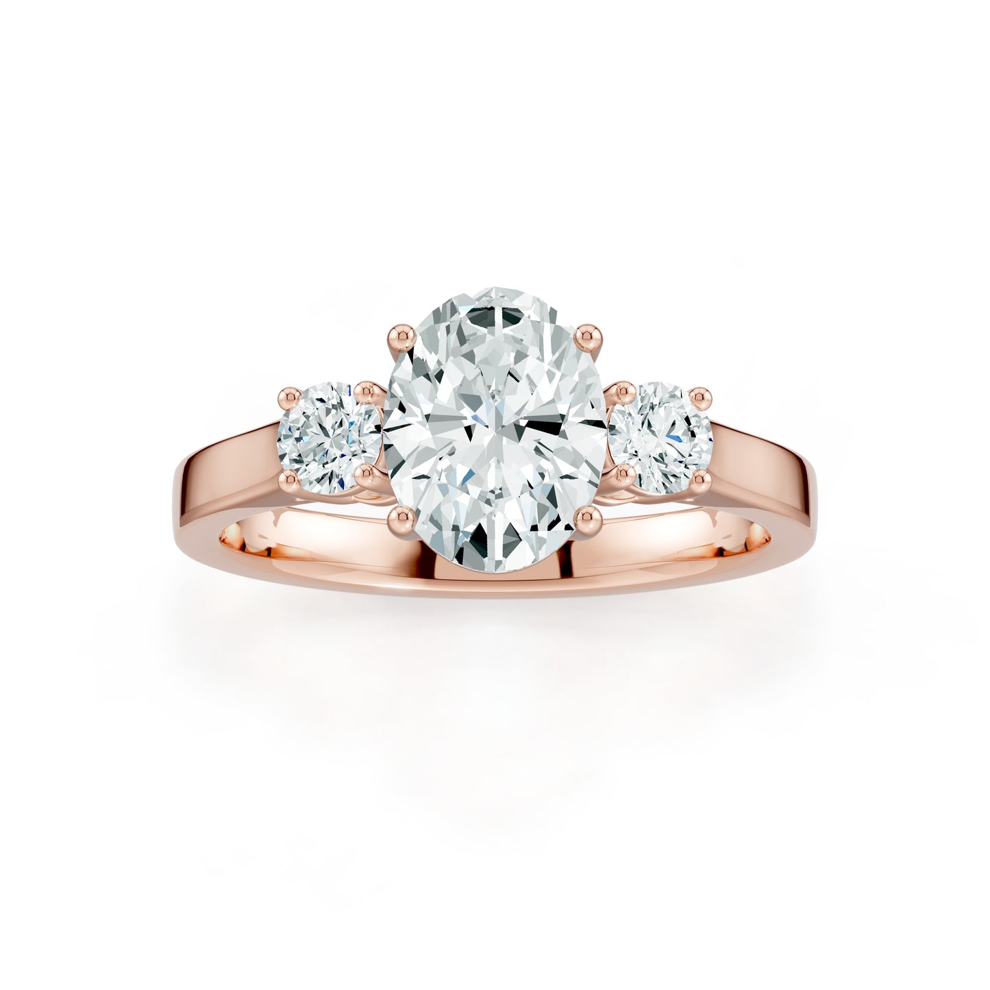 Oval Moissanite Three Stone Engagement Ring