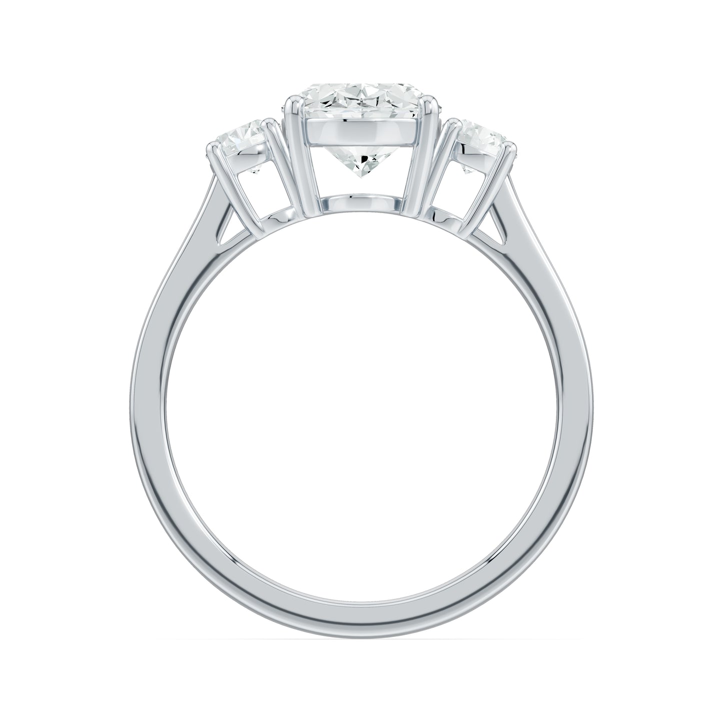 Oval Moissanite Three Stone Engagement Ring