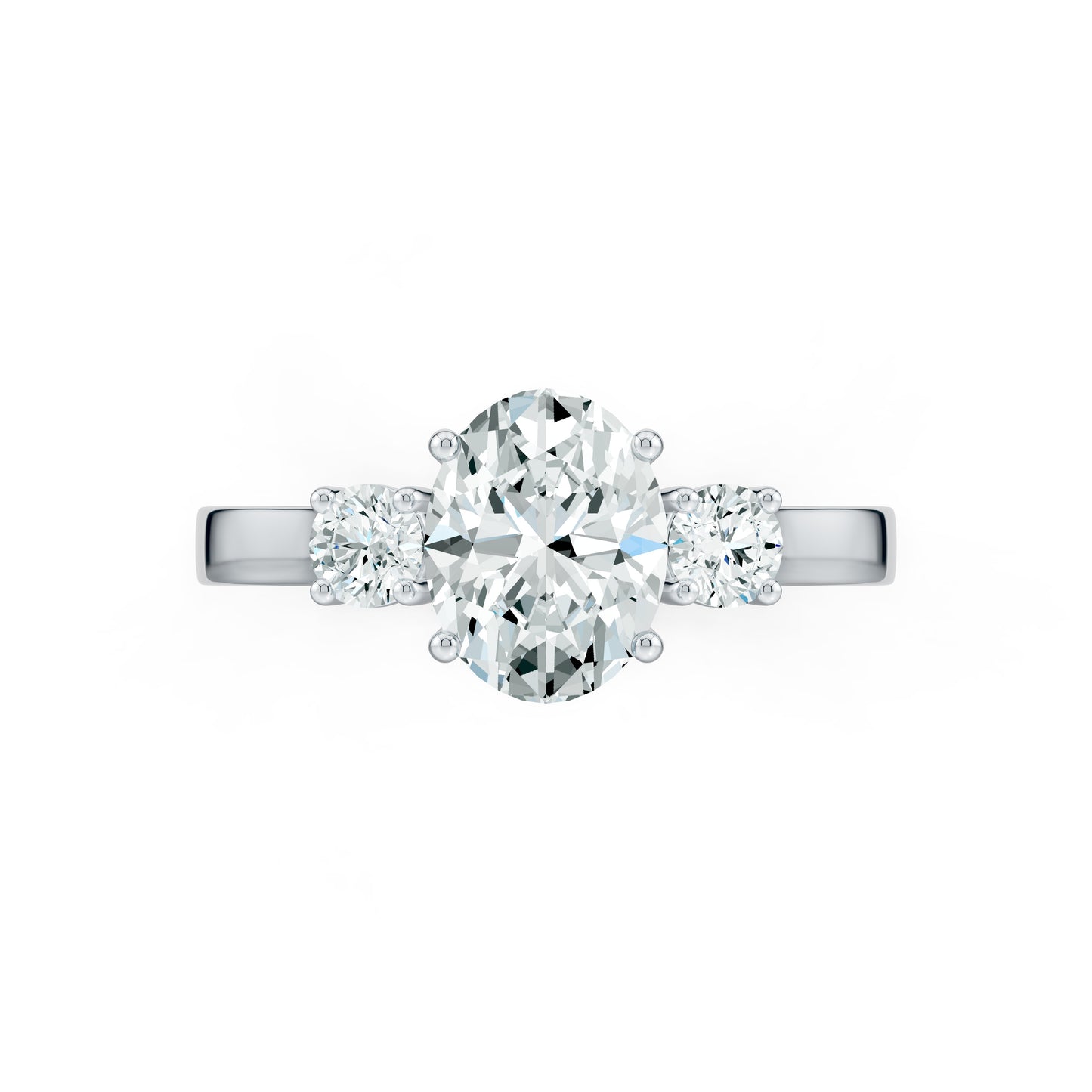 Oval Moissanite Three Stone Engagement Ring
