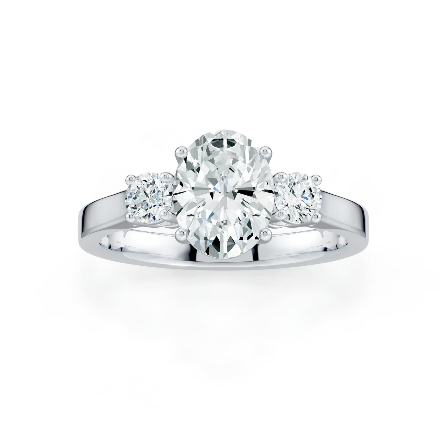 Oval Moissanite Three Stone Engagement Ring