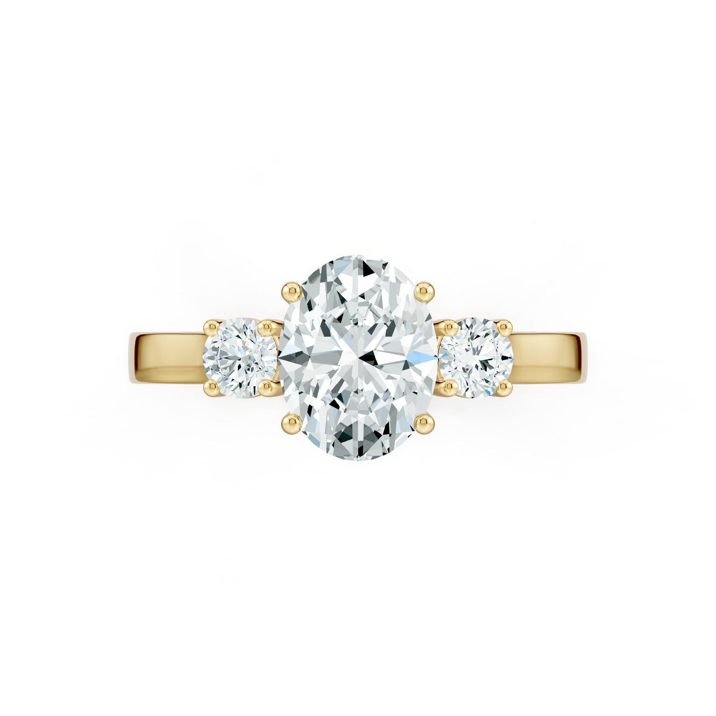 Oval Moissanite Three Stone Engagement Ring
