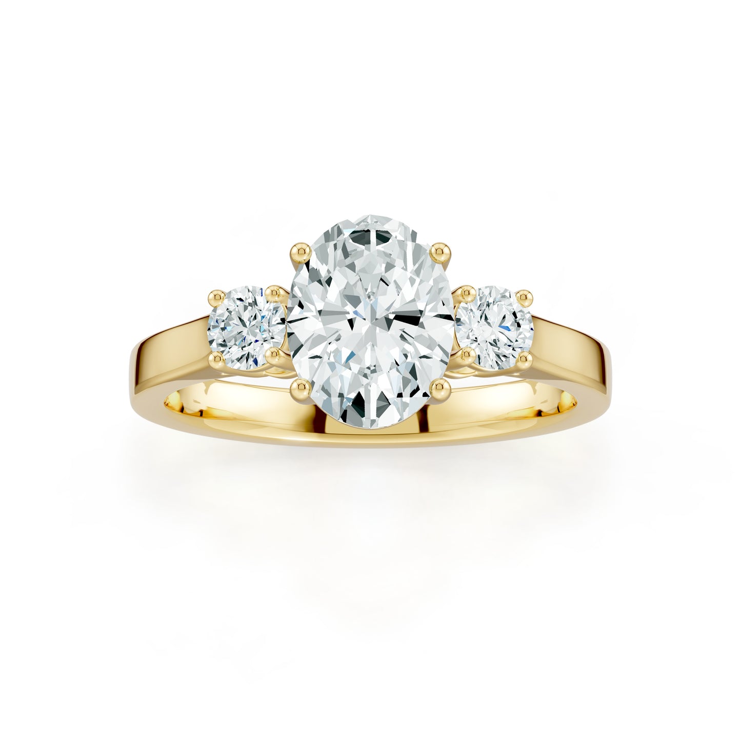 Oval Moissanite Three Stone Engagement Ring