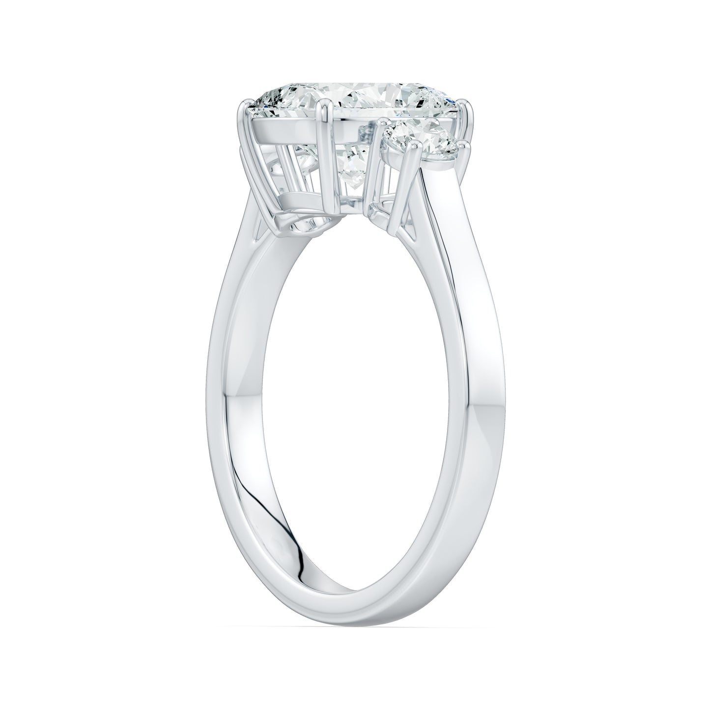 Cushion Rectangular Moissanite Three Stone Engagement Ring