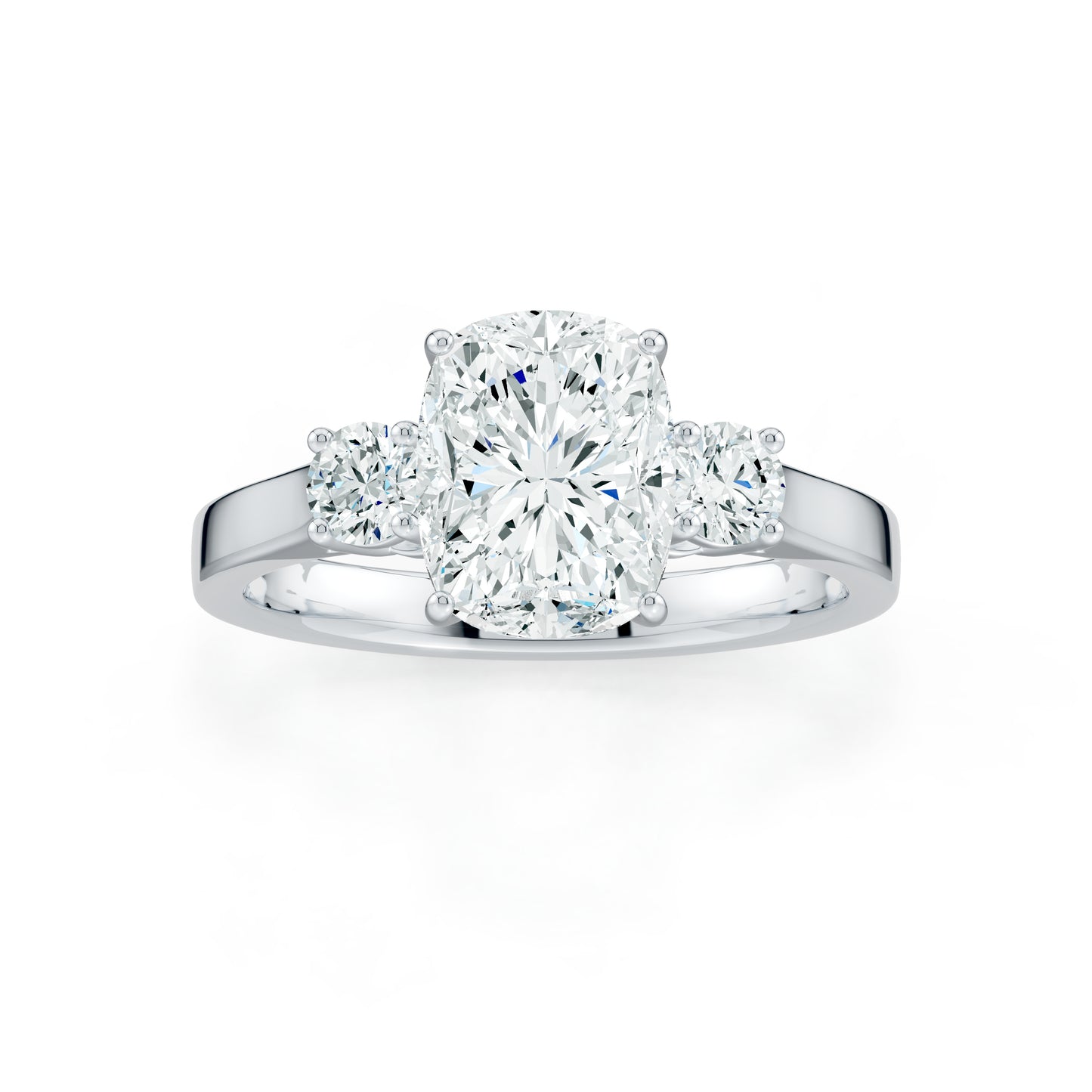 Cushion Rectangular Moissanite Three Stone Engagement Ring