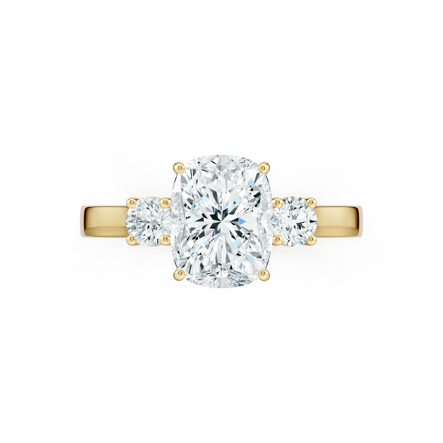 Cushion Rectangular Moissanite Three Stone Engagement Ring