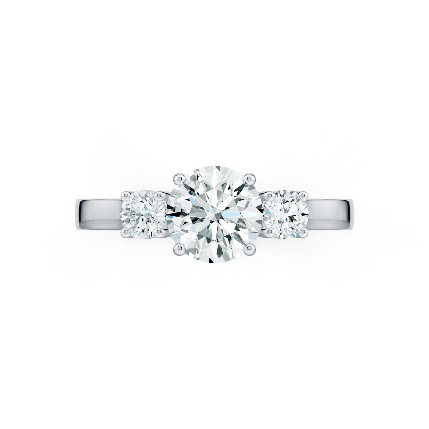 Round Moissanite Three Stone Engagement Ring
