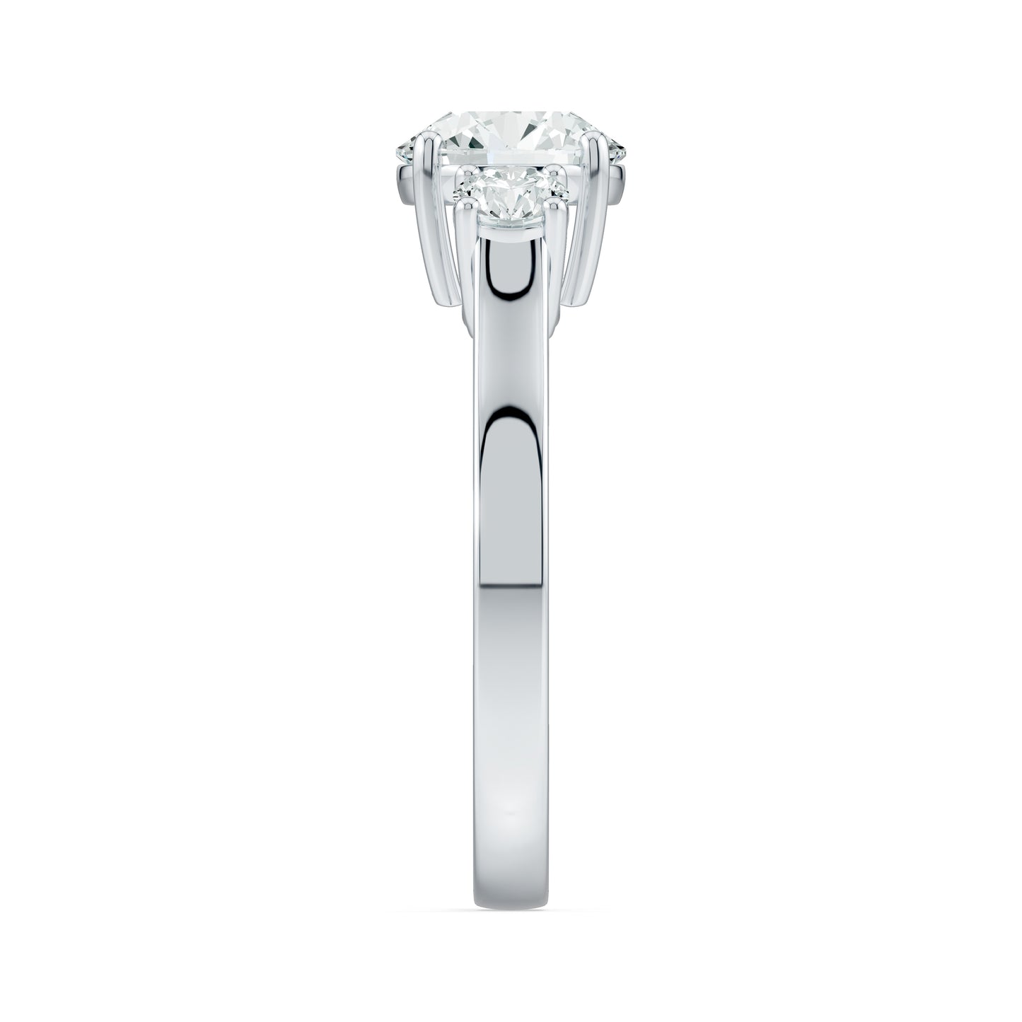 Round Moissanite Three Stone Engagement Ring