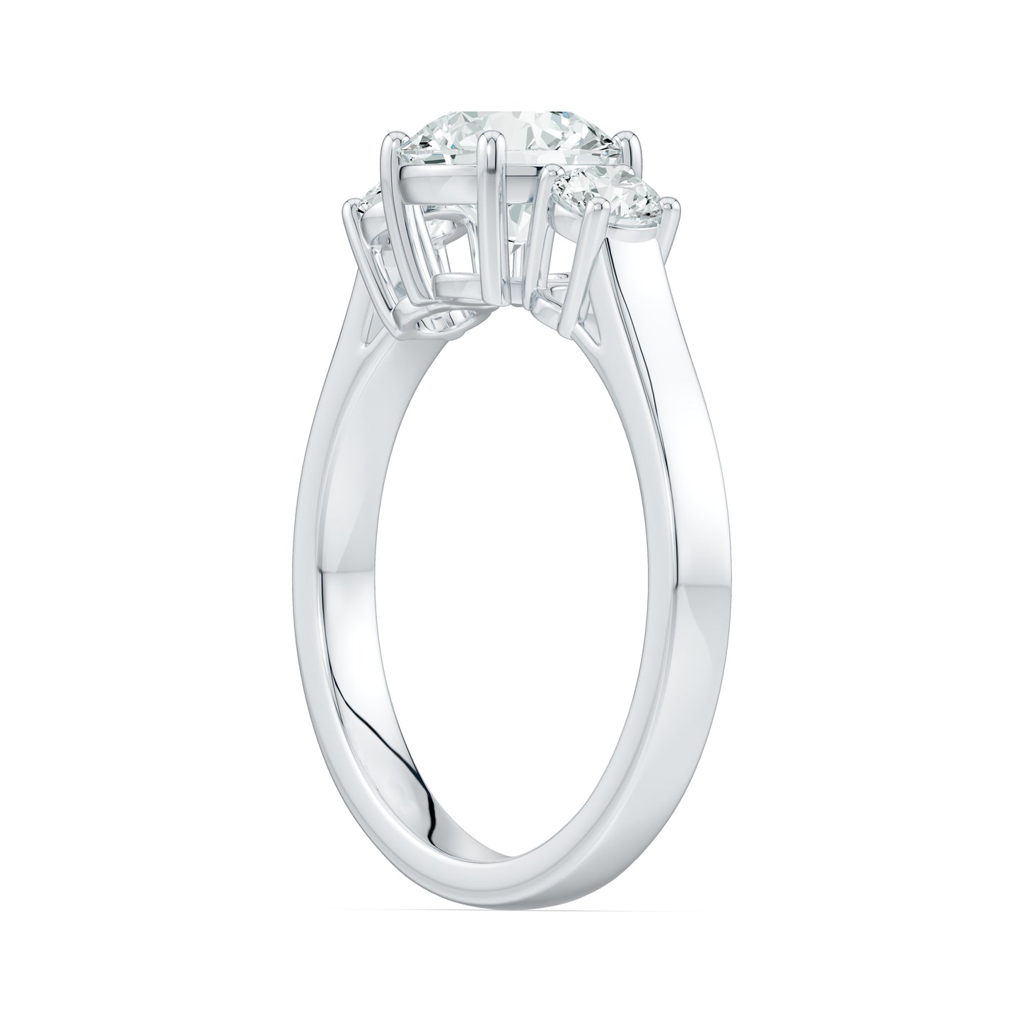 Pear Moissanite Three Stone Engagement Ring