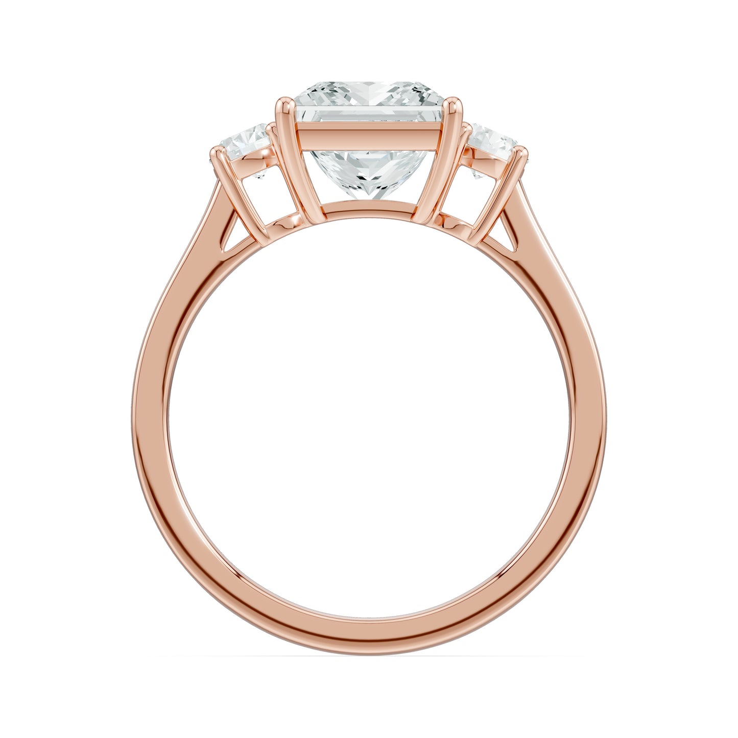 Princess Cut Moissanite Three Stone Engagement Ring