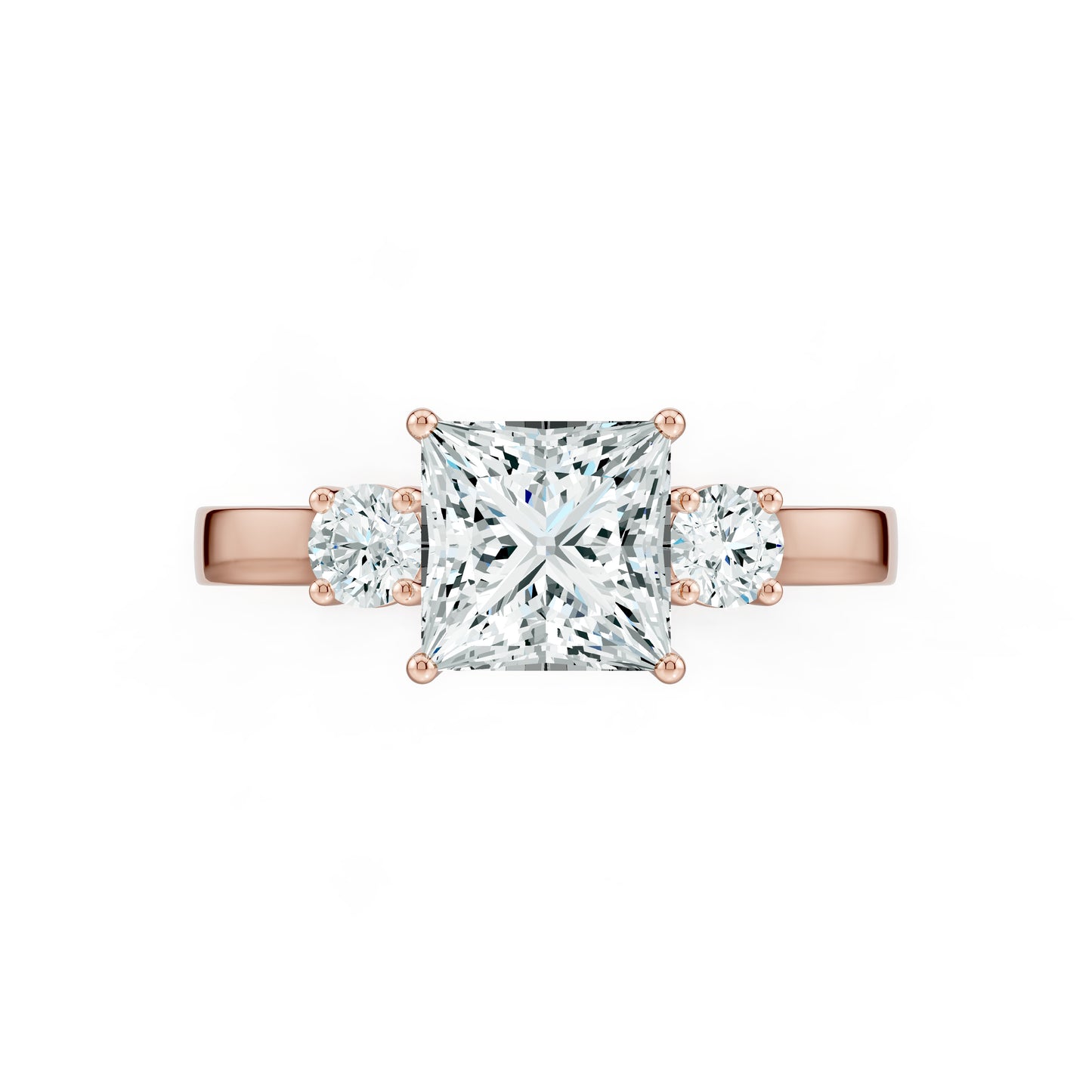 Princess Cut Moissanite Three Stone Engagement Ring