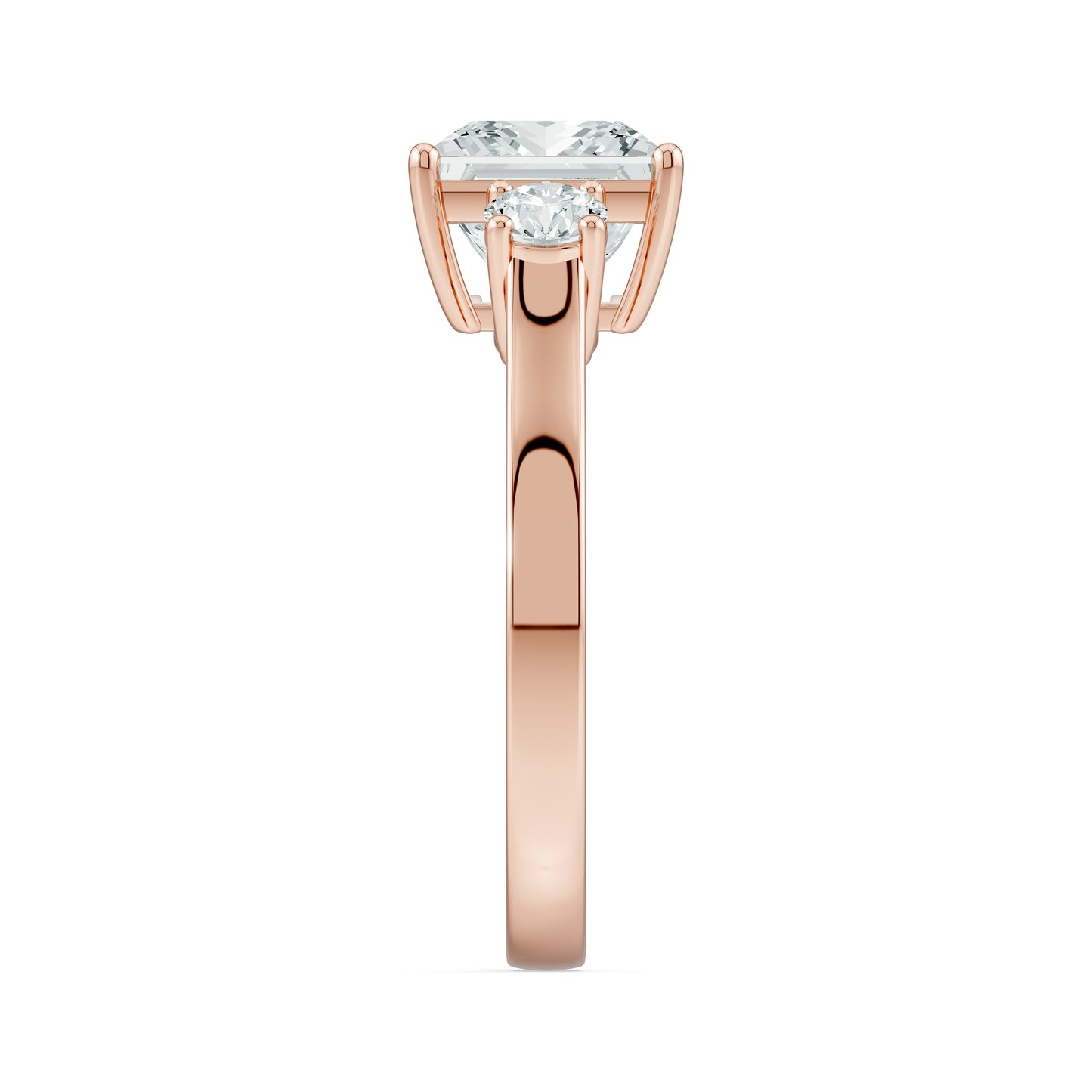 Princess Cut Moissanite Three Stone Engagement Ring