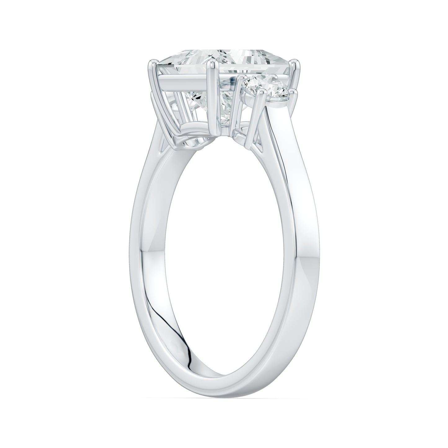 Princess Cut Moissanite Three Stone Engagement Ring