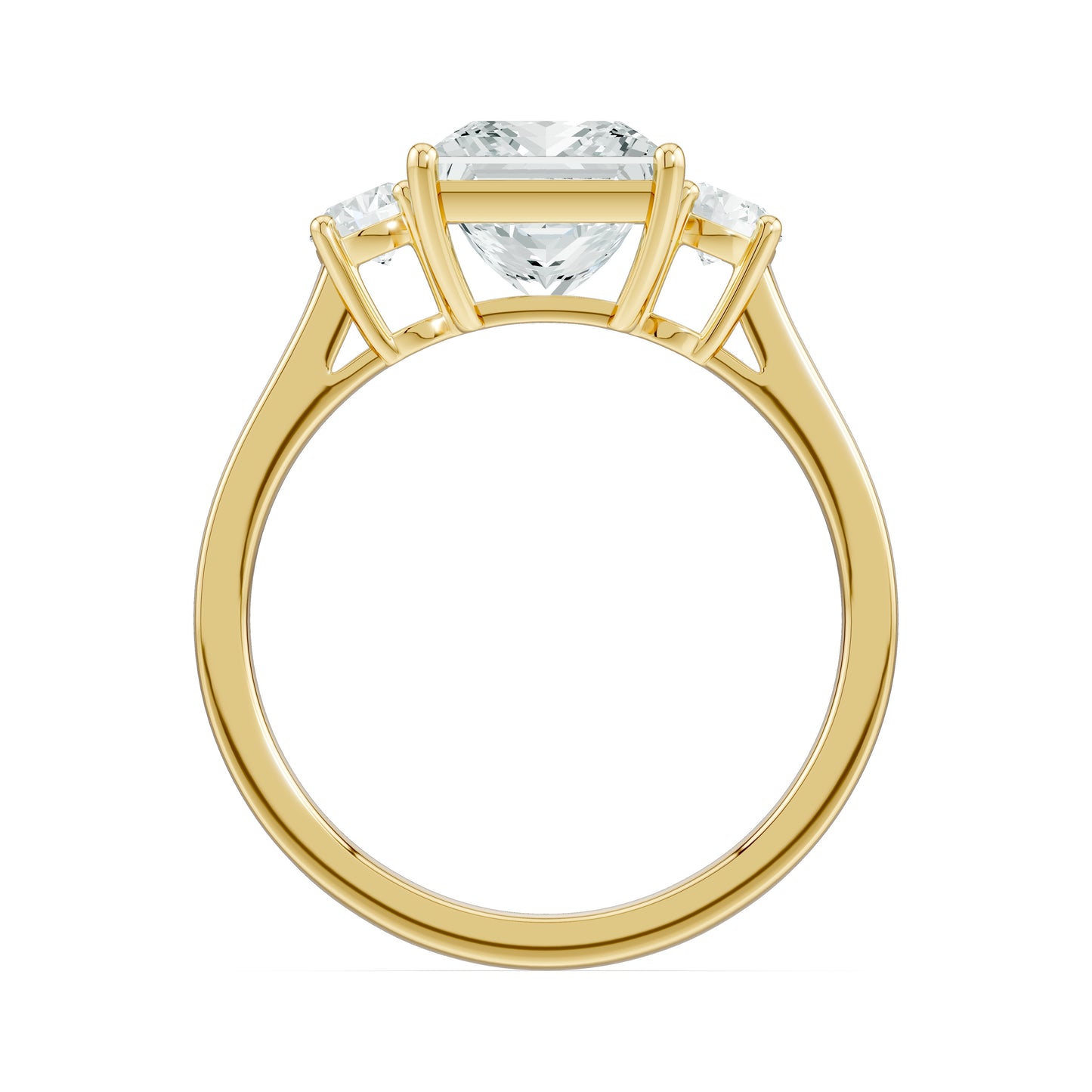 Princess Cut Moissanite Three Stone Engagement Ring