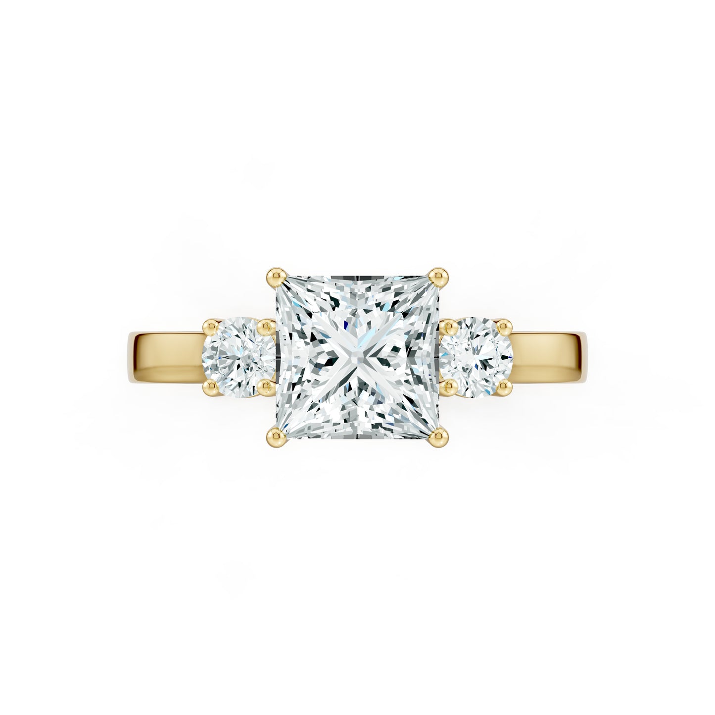 Princess Cut Moissanite Three Stone Engagement Ring