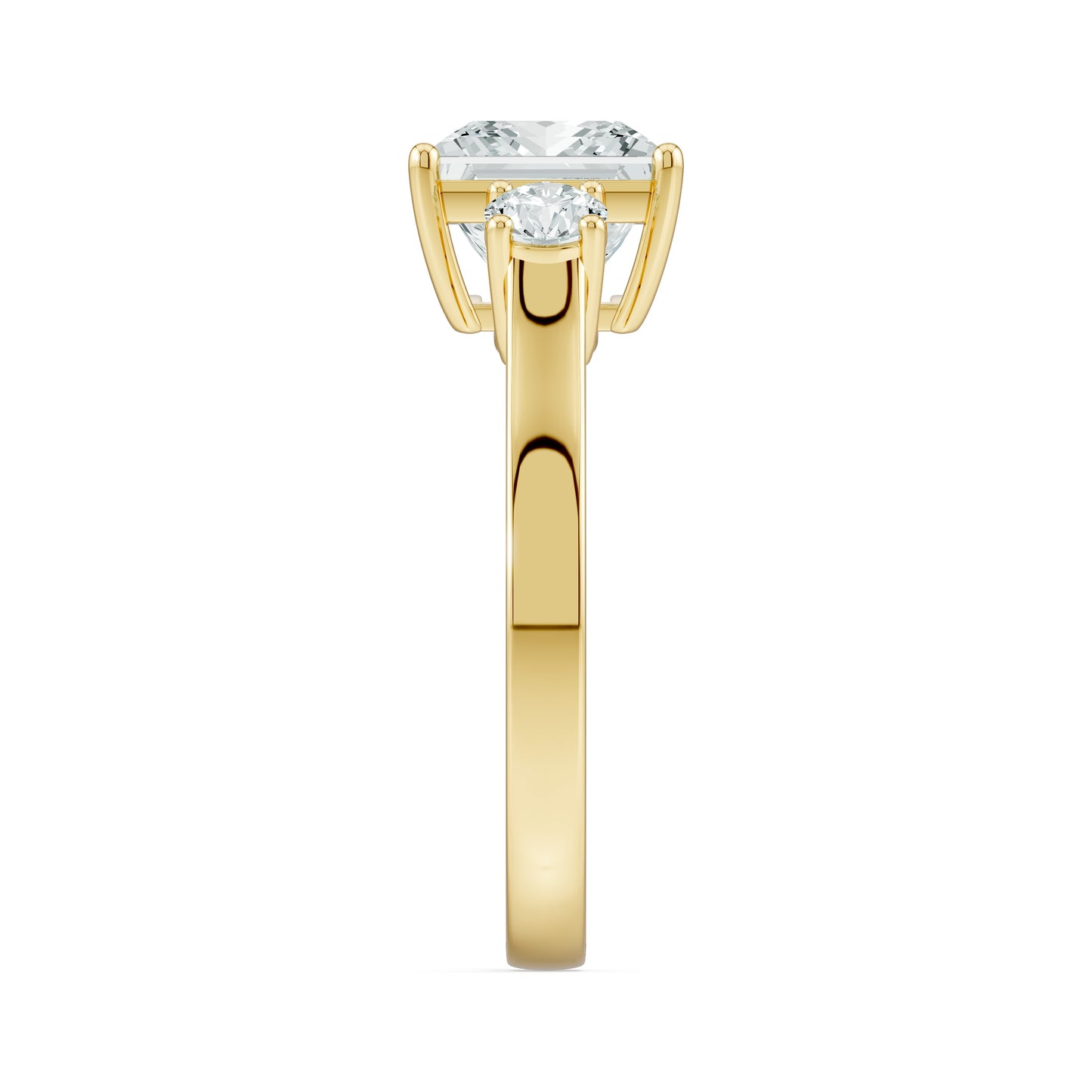 Princess Cut Moissanite Three Stone Engagement Ring