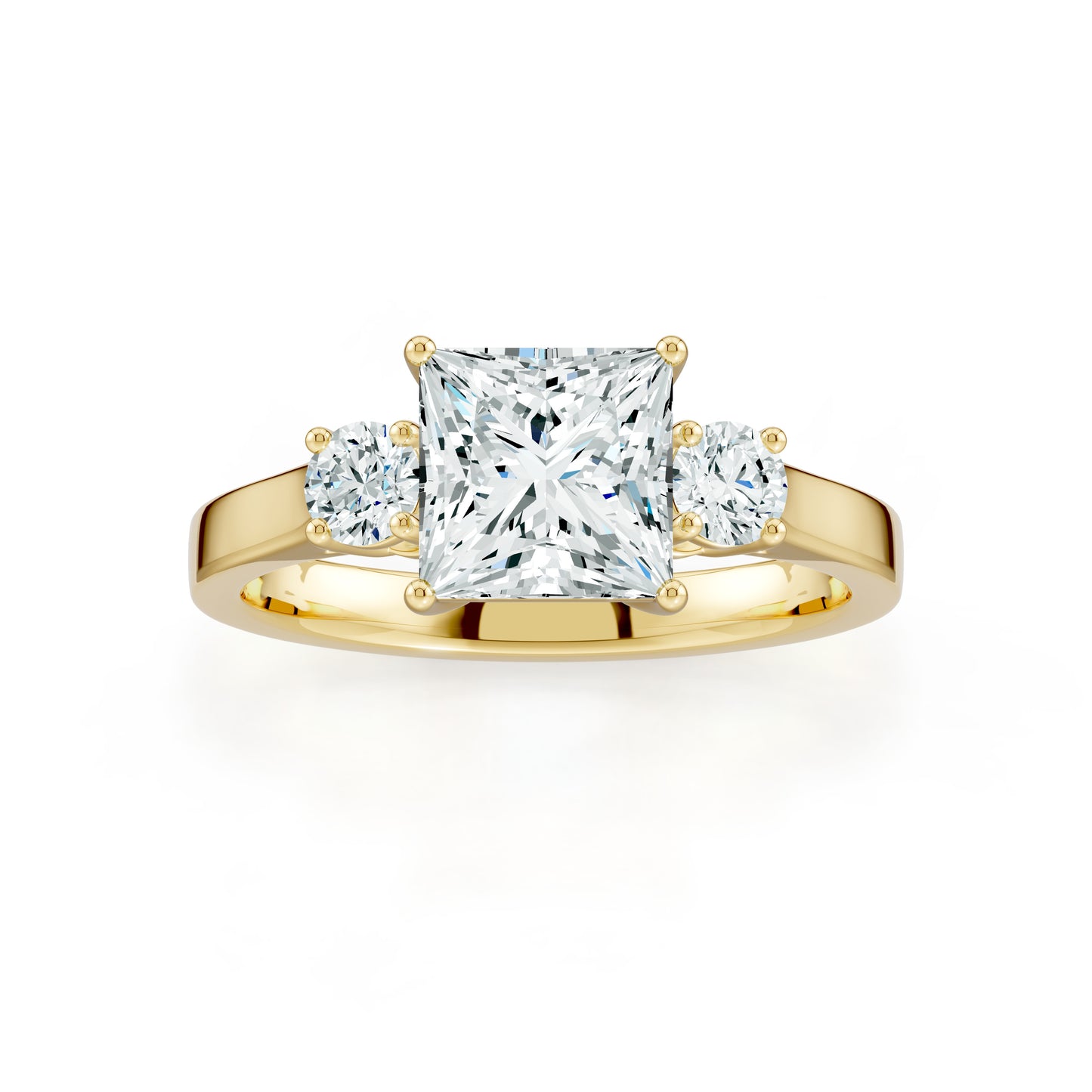 Princess Cut Moissanite Three Stone Engagement Ring