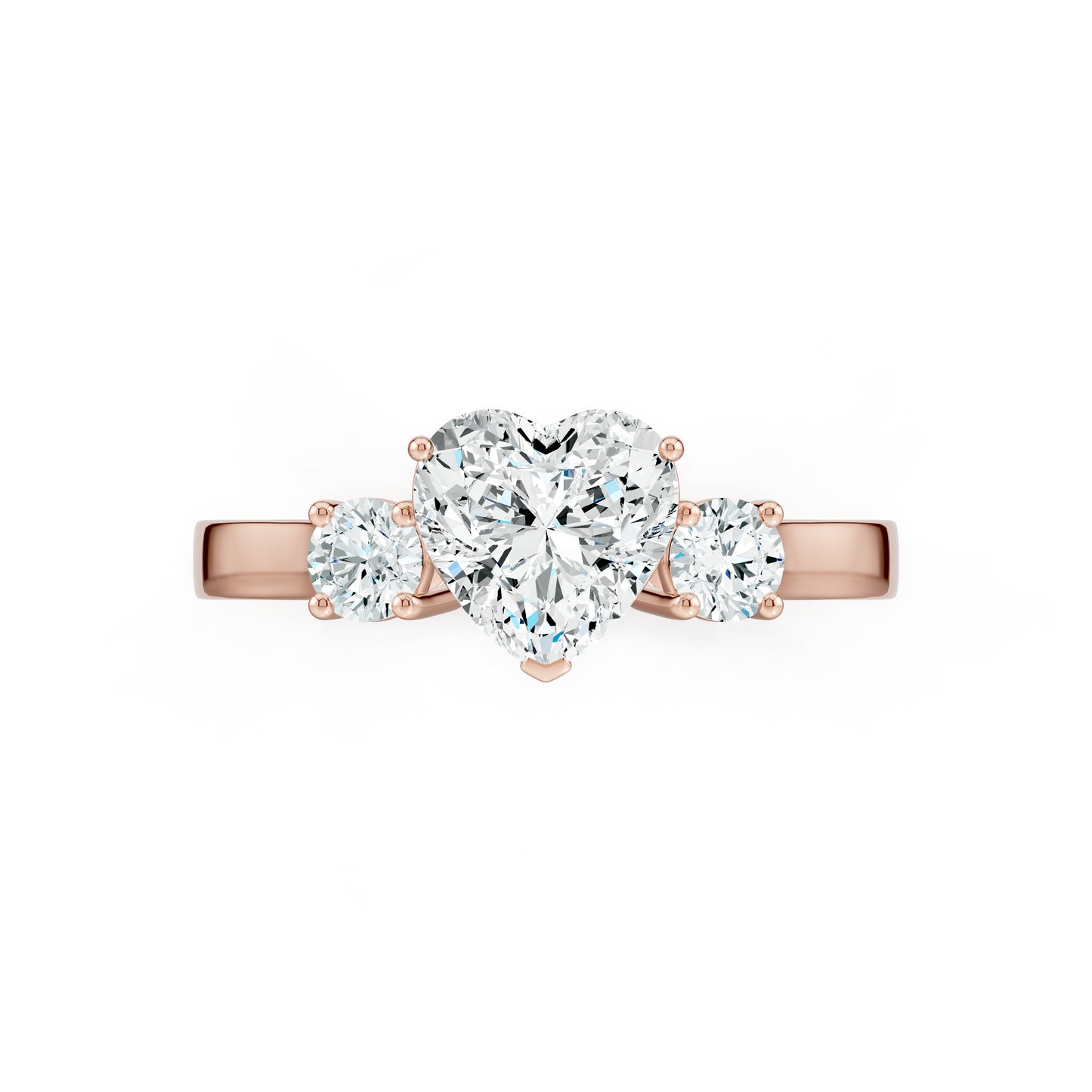 Heart Shape Moissanite Three Stone Engagement Ring