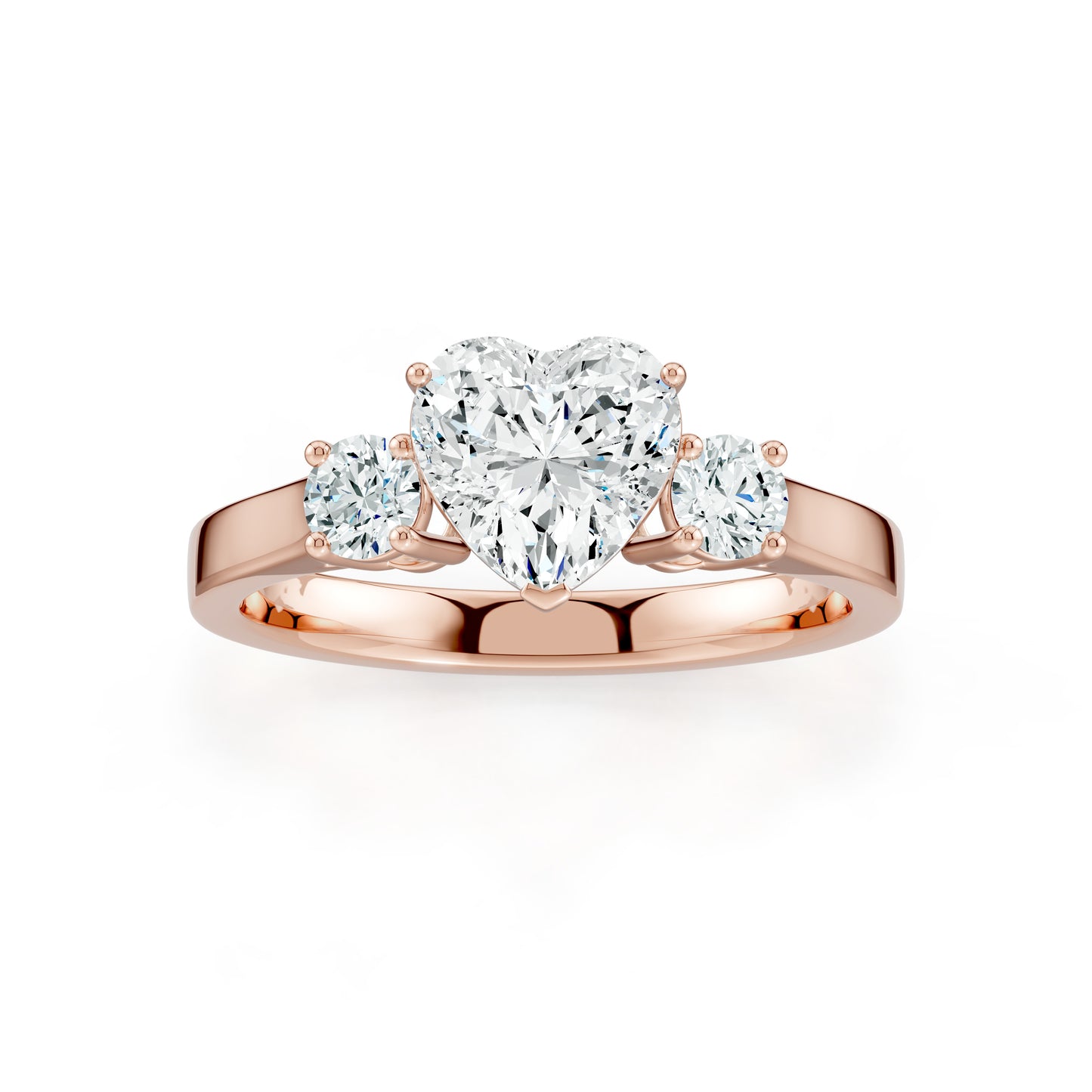 Heart Shape Moissanite Three Stone Engagement Ring