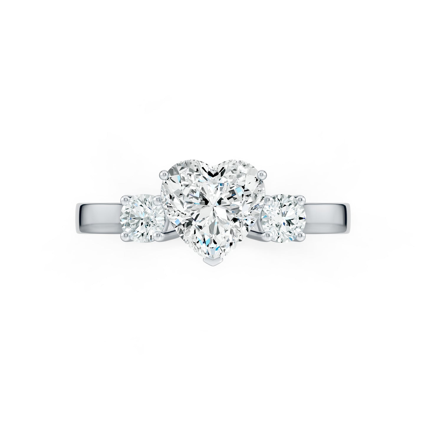 Heart Shape Moissanite Three Stone Engagement Ring