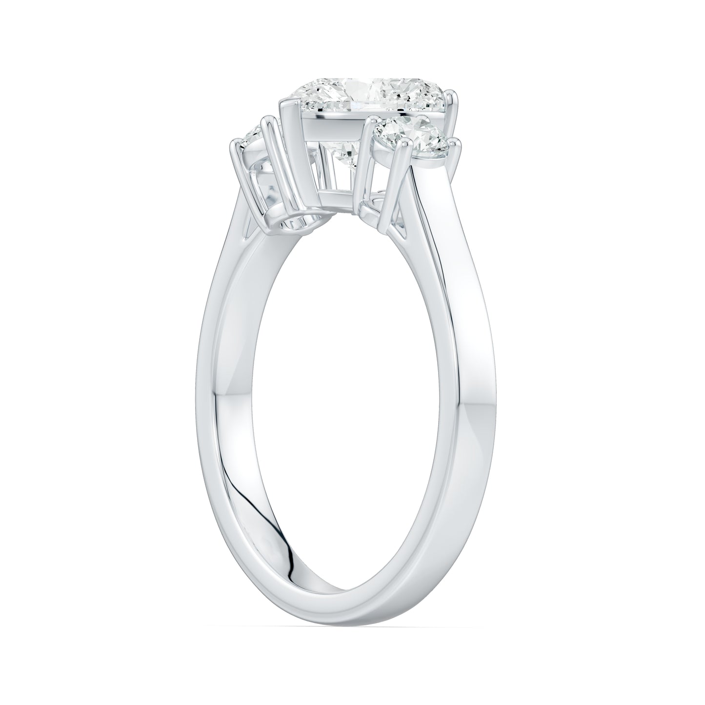 Heart Shape Moissanite Three Stone Engagement Ring