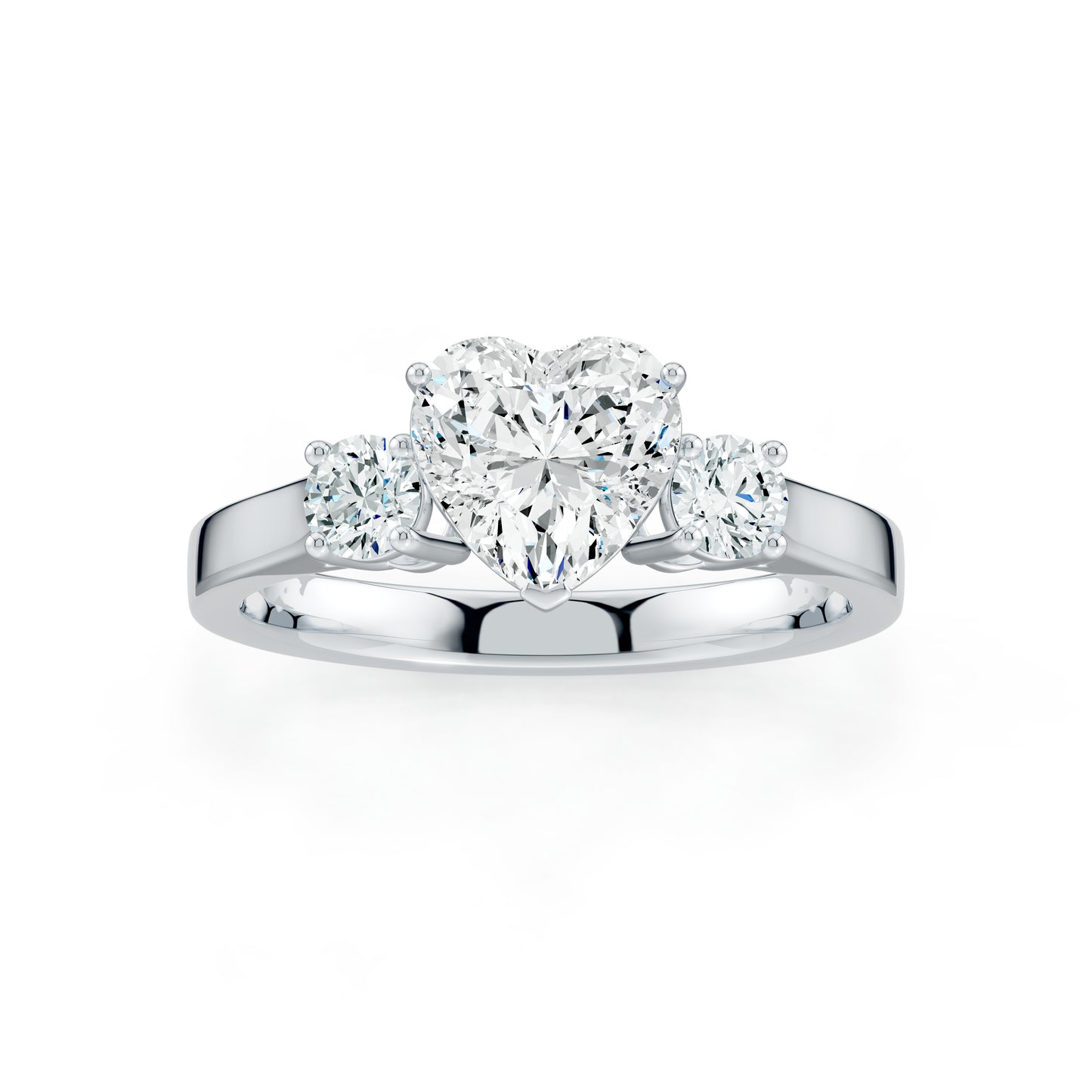 Heart Shape Moissanite Three Stone Engagement Ring