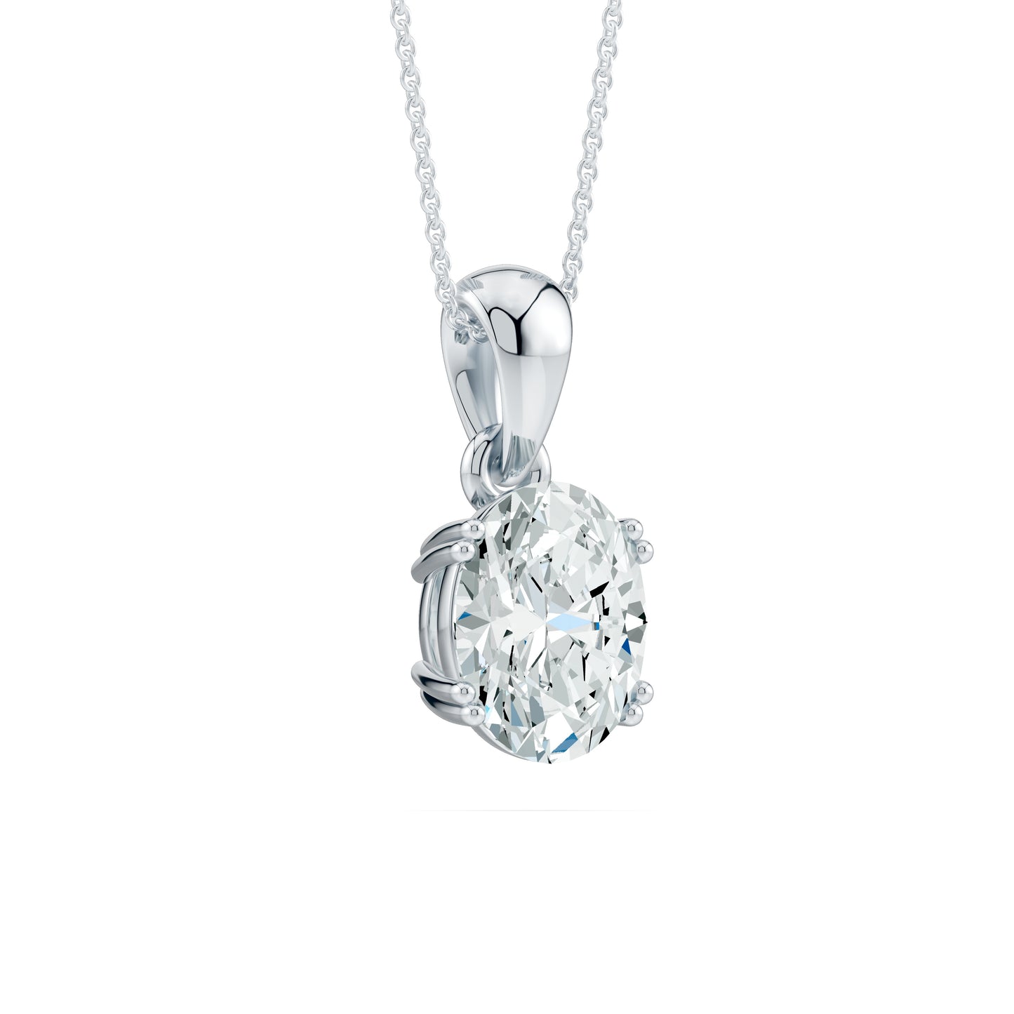 Oval Moissanite Pendant in 4-Prong Basket Setting