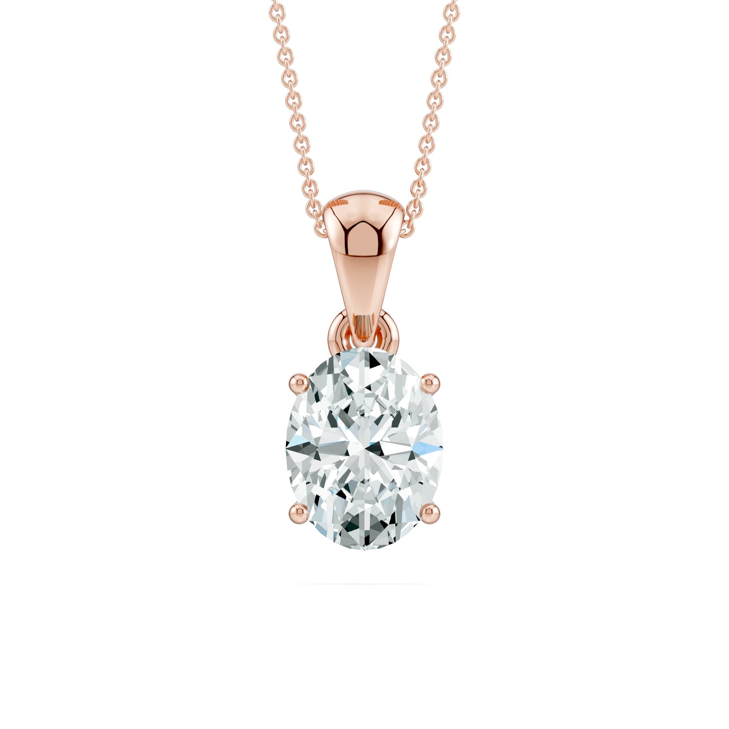 Oval Moissanite Solitaire Pendant in 4-Prong Basket Setting