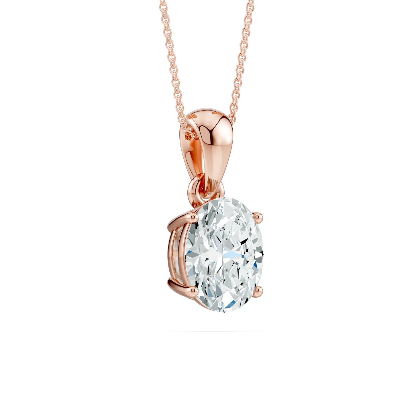 Oval Moissanite Solitaire Pendant in 4-Prong Basket Setting