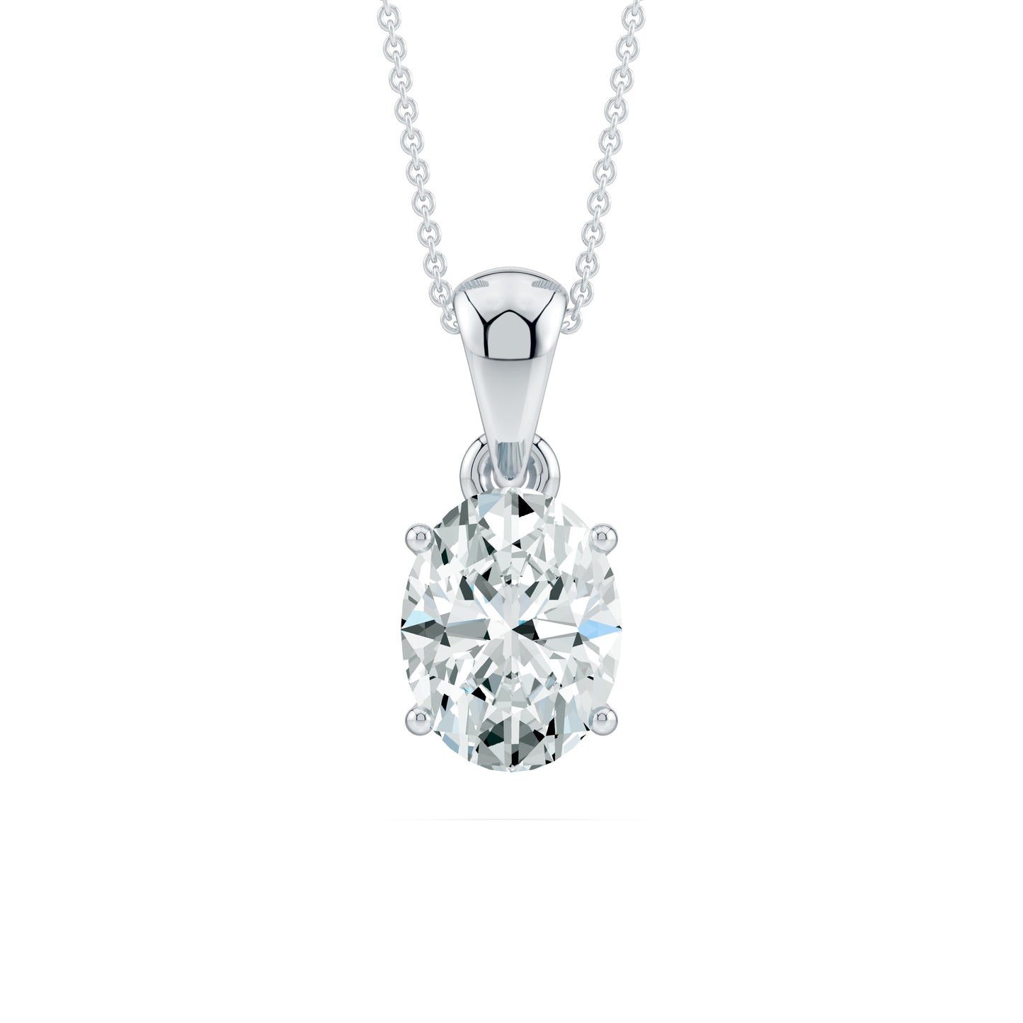 Oval Moissanite Solitaire Pendant in 4-Prong Basket Setting