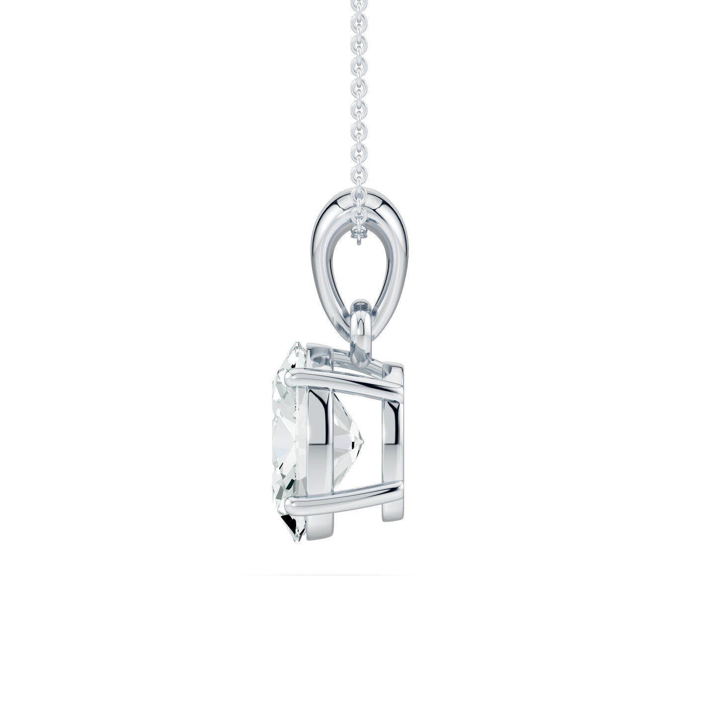 Oval Moissanite Solitaire Pendant in 4-Prong Basket Setting