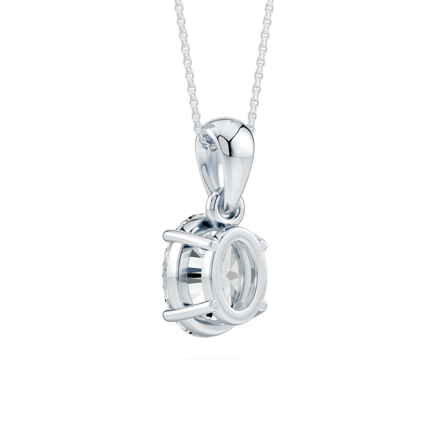 Oval Moissanite Solitaire Pendant in 4-Prong Basket Setting