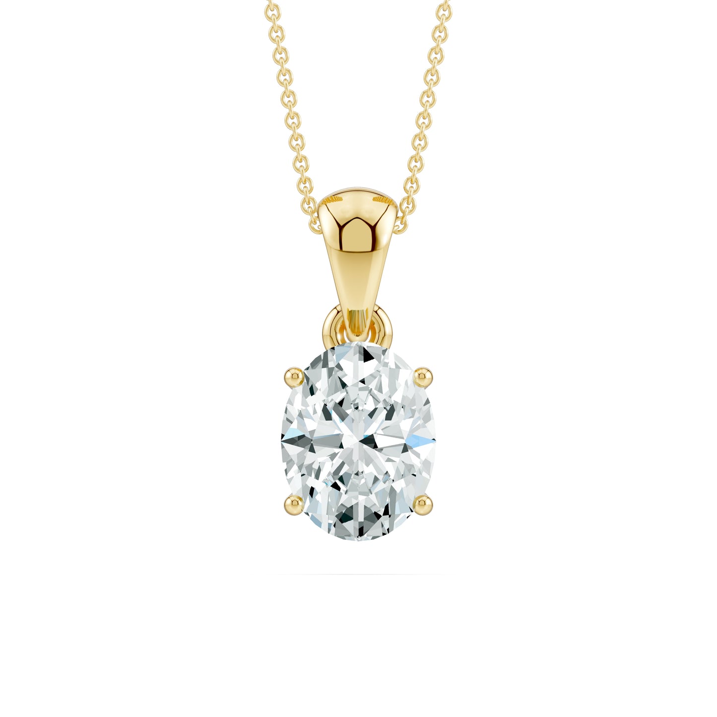 Oval Moissanite Solitaire Pendant in 4-Prong Basket Setting