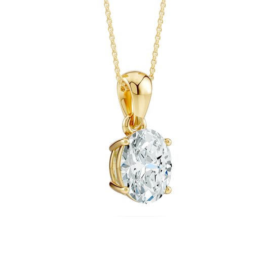 Oval Moissanite Solitaire Pendant in 4-Prong Basket Setting
