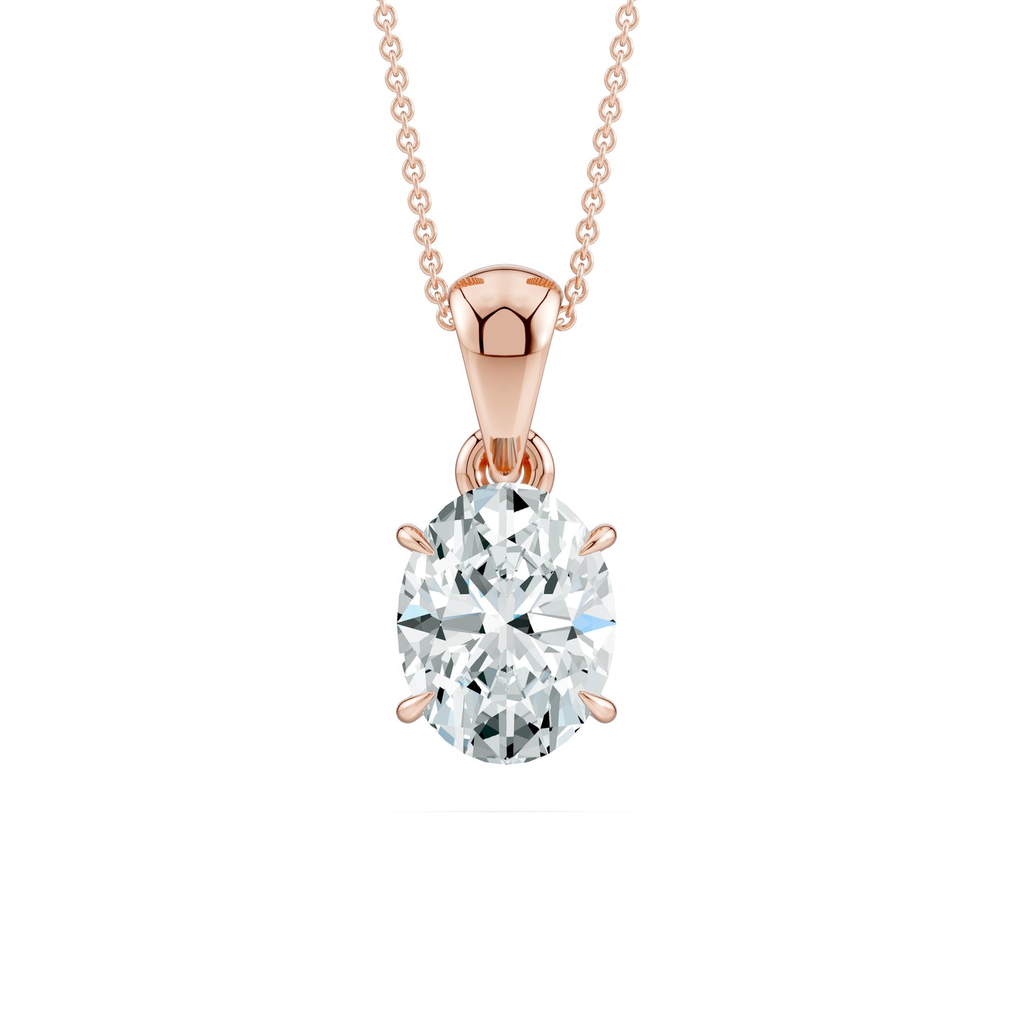 Oval Moissanite Pendant in 4-Claw Prong Setting