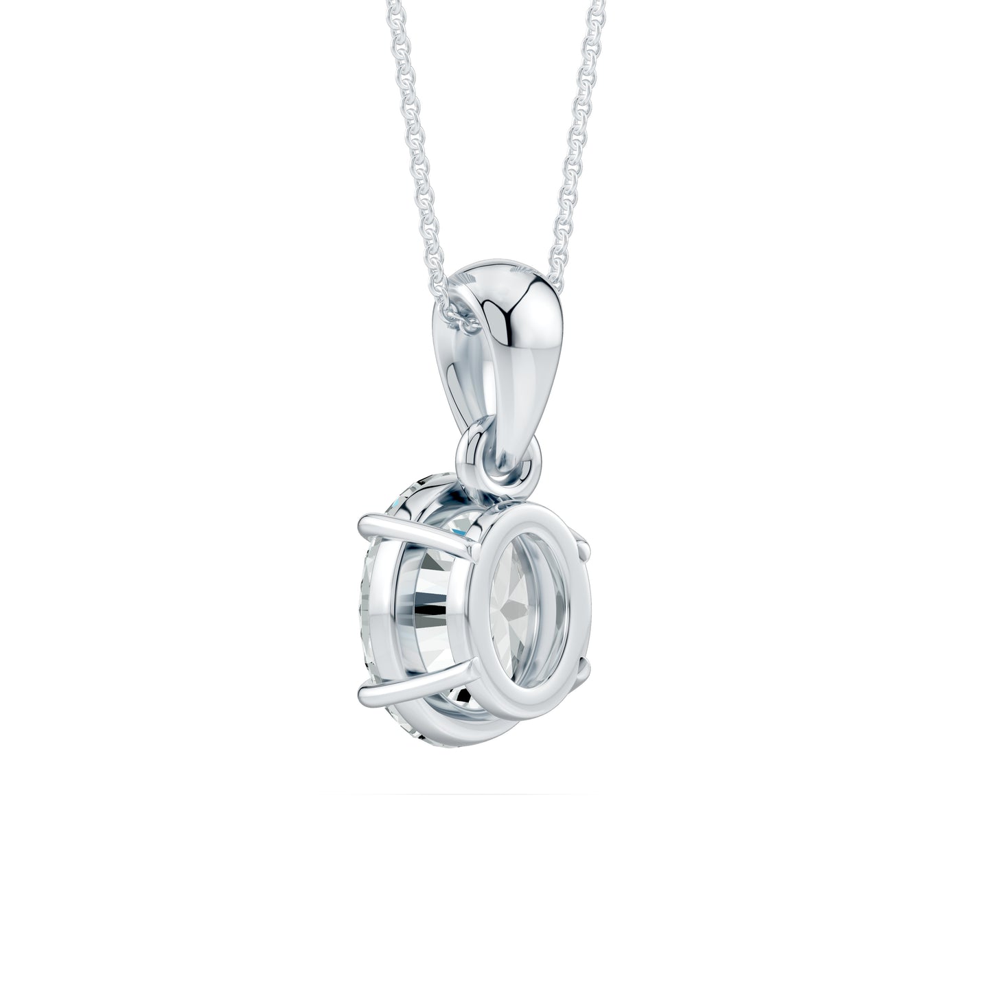Oval Moissanite Pendant in 4-Claw Prong Setting