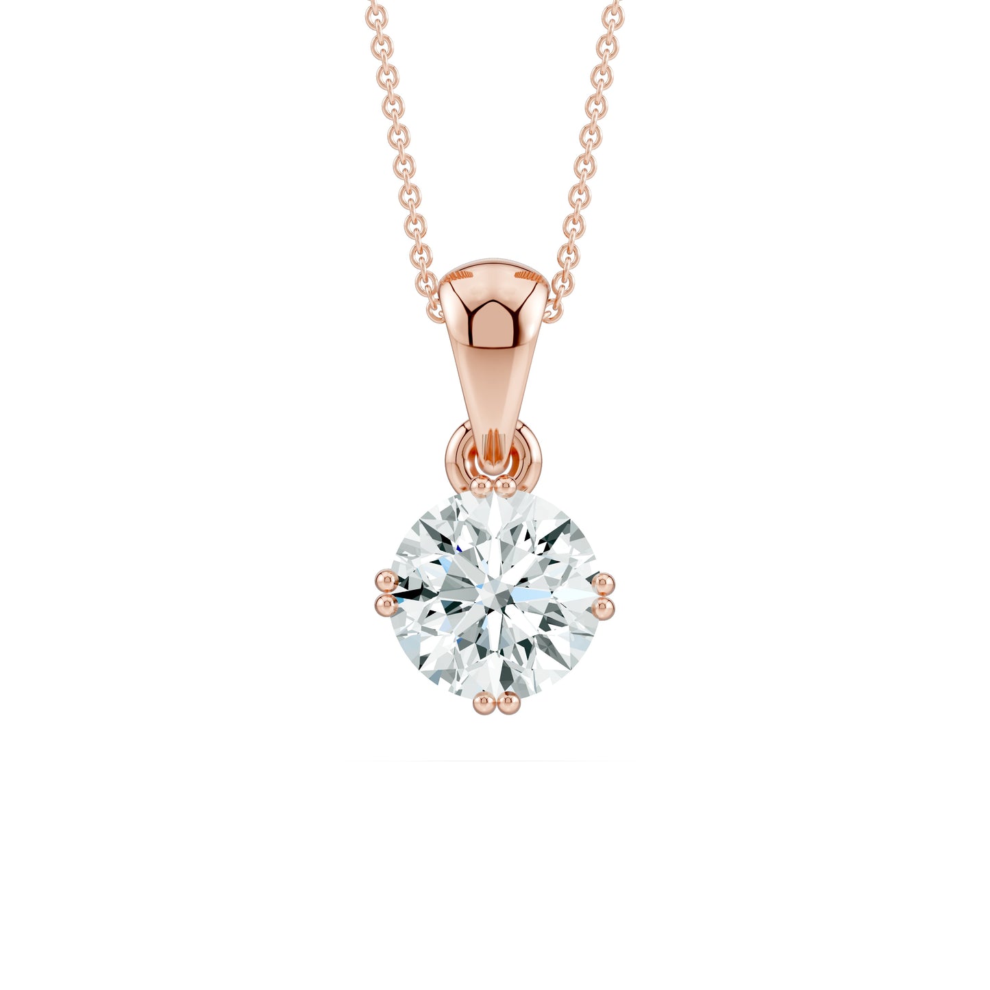 Double Claw Prong Round Moissanite Solitaire Necklace