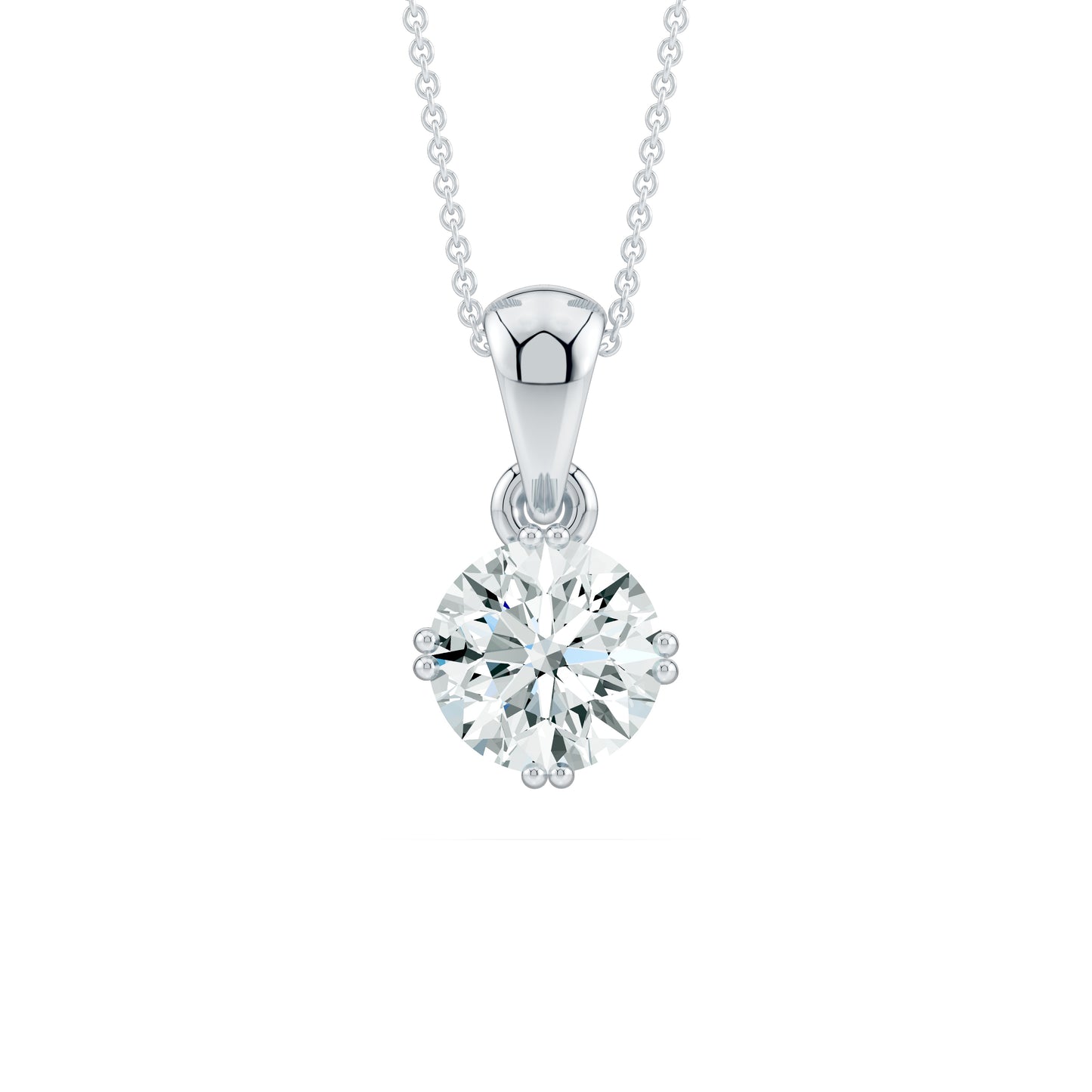 Double Claw Prong Round Moissanite Solitaire Necklace