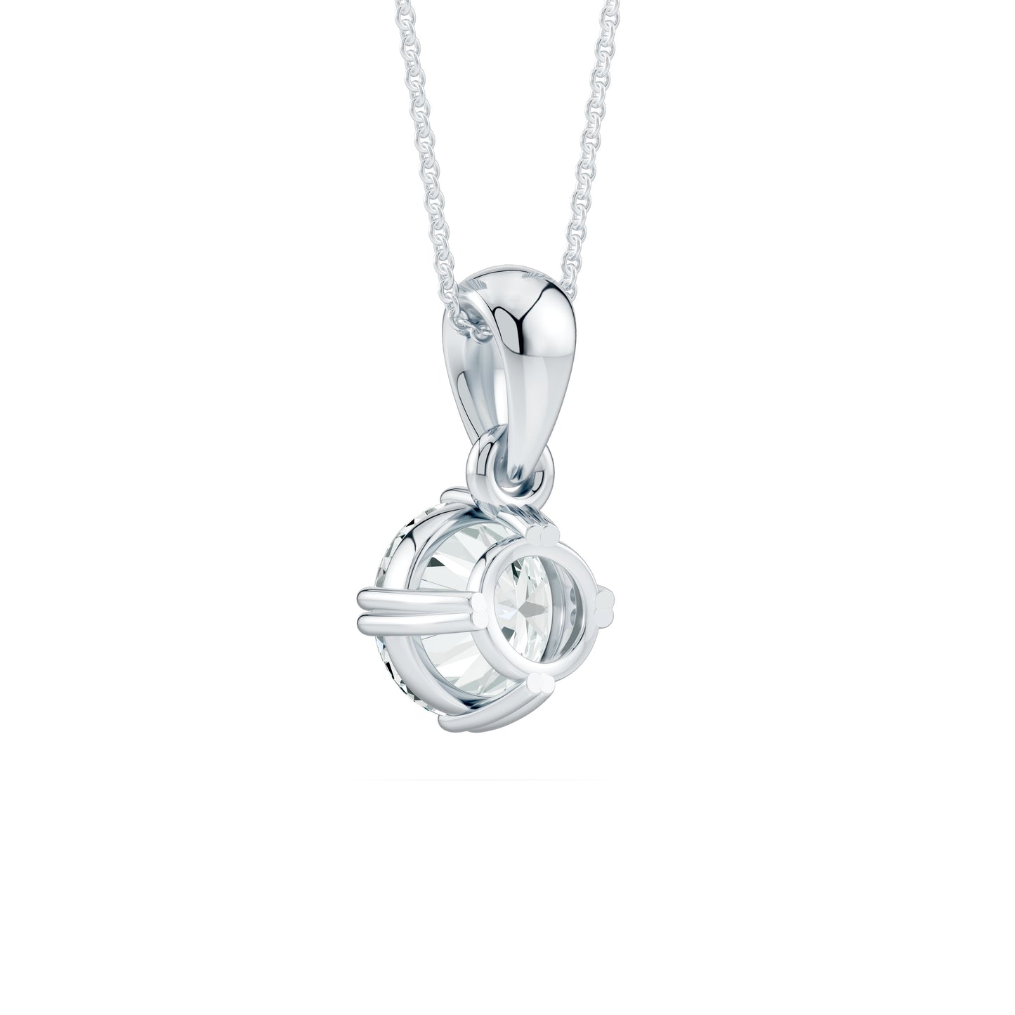 Double Claw Prong Round Moissanite Solitaire Necklace