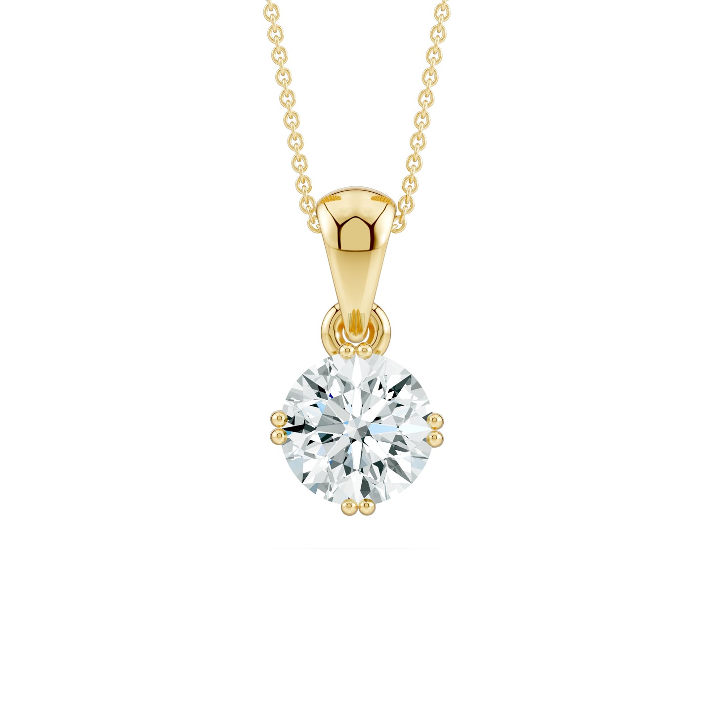 Double Claw Prong Round Moissanite Solitaire Necklace