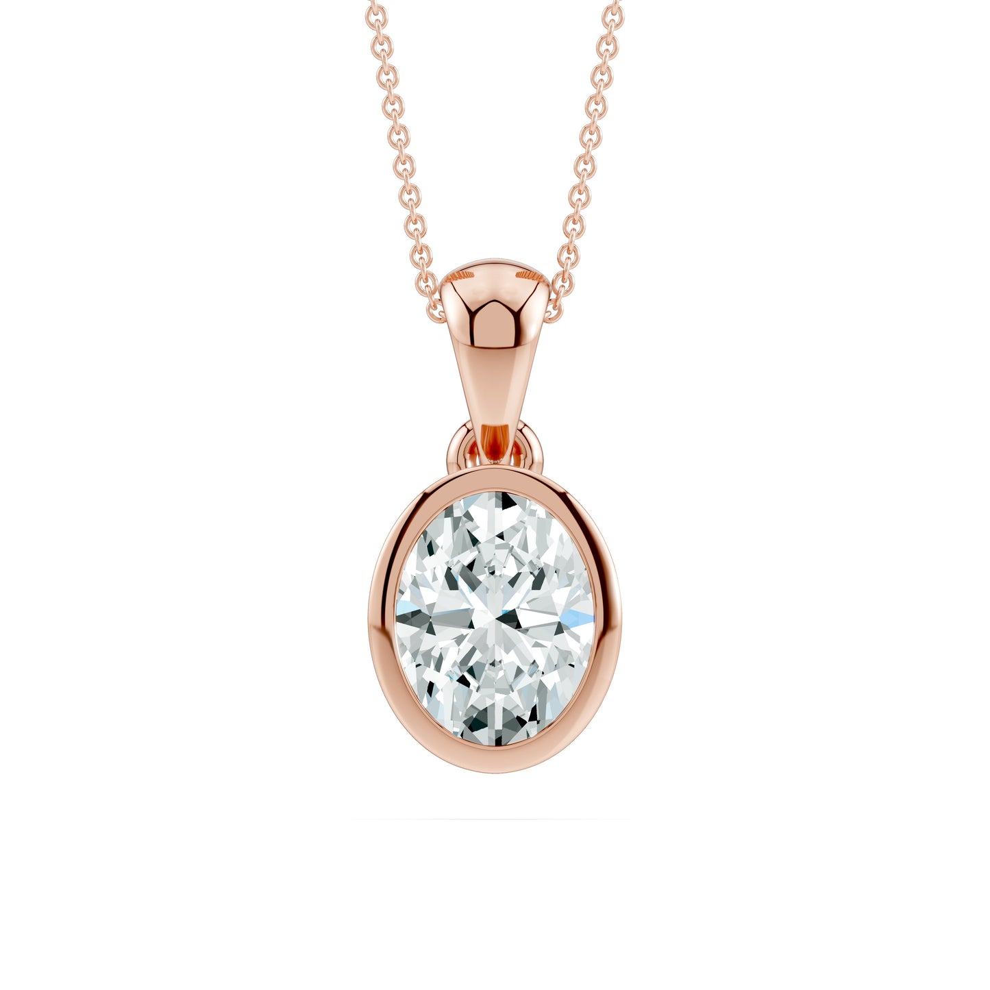 Bezel Set Oval Moissanite Pendant