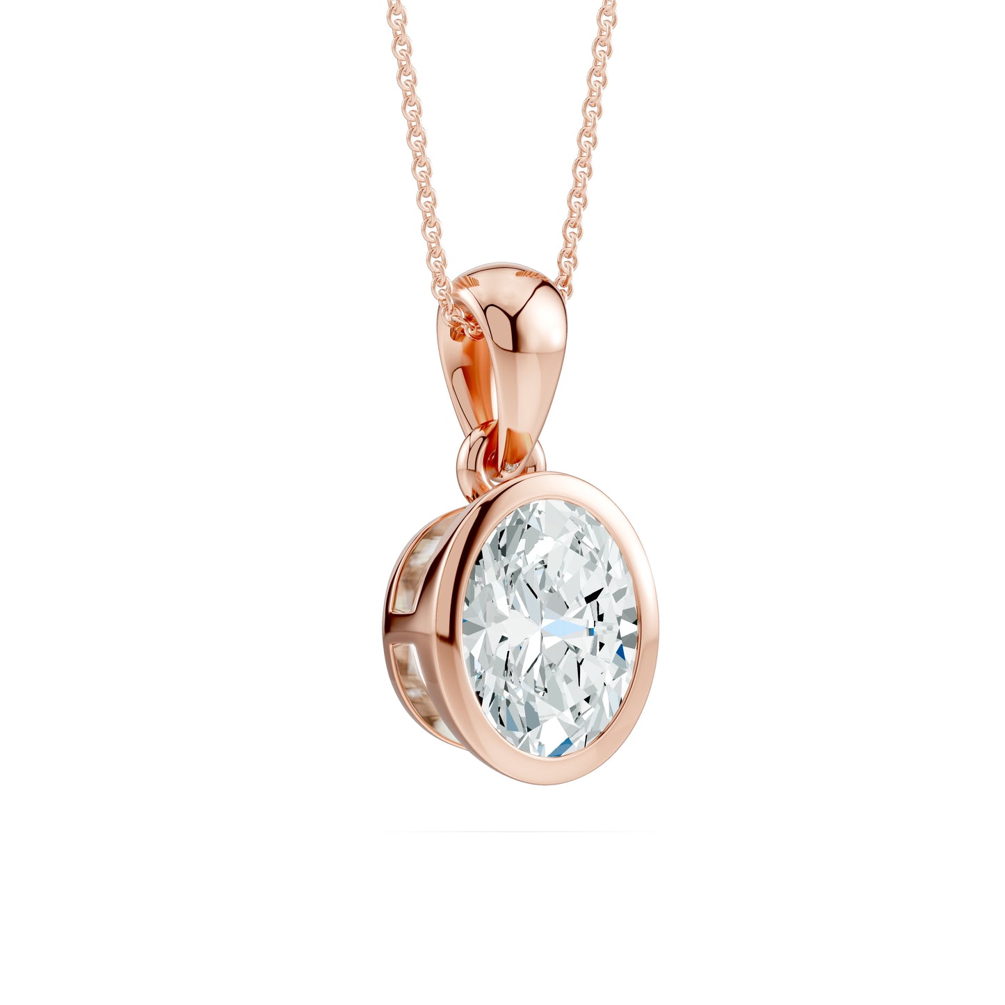 Bezel Set Oval Moissanite Pendant