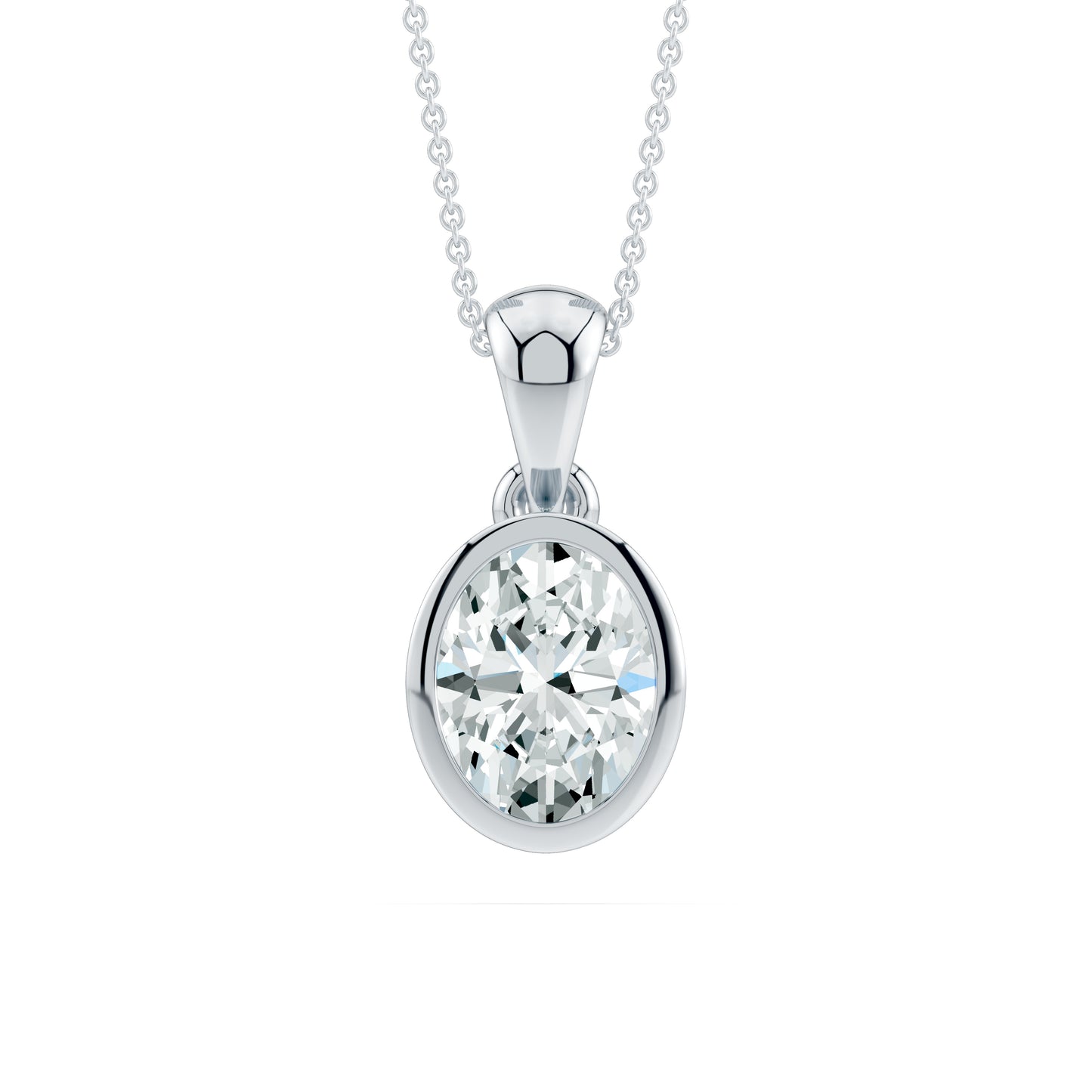 Bezel Set Oval Moissanite Pendant