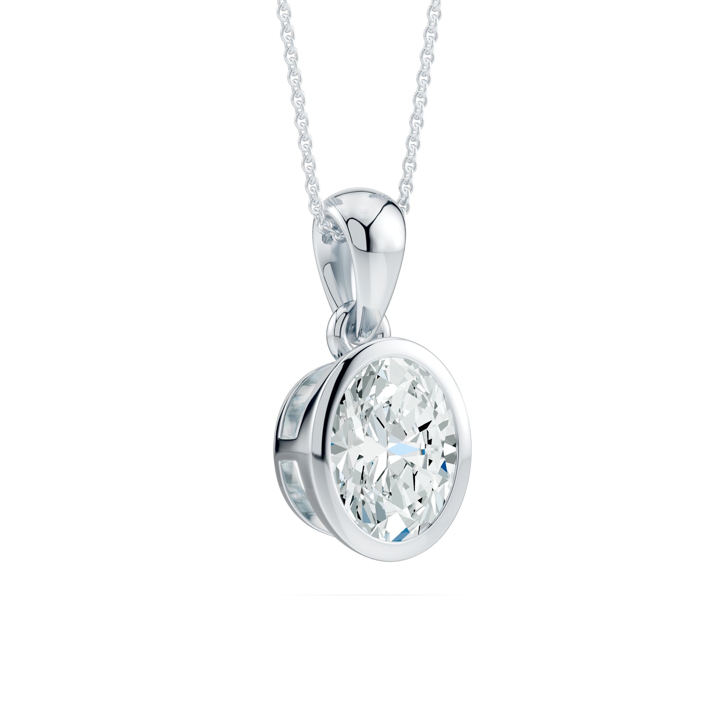 Bezel Set Oval Moissanite Pendant