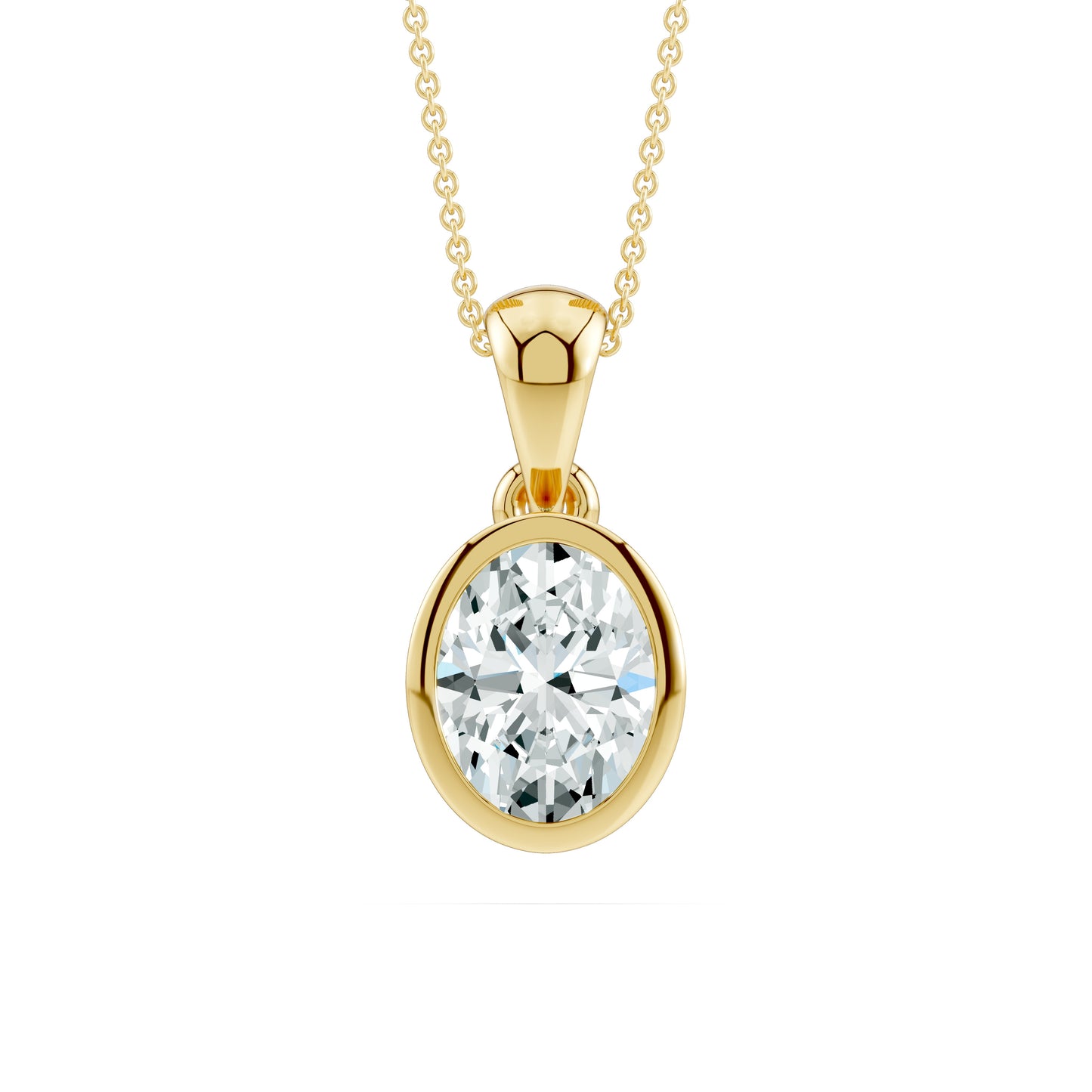 Bezel Set Oval Moissanite Pendant