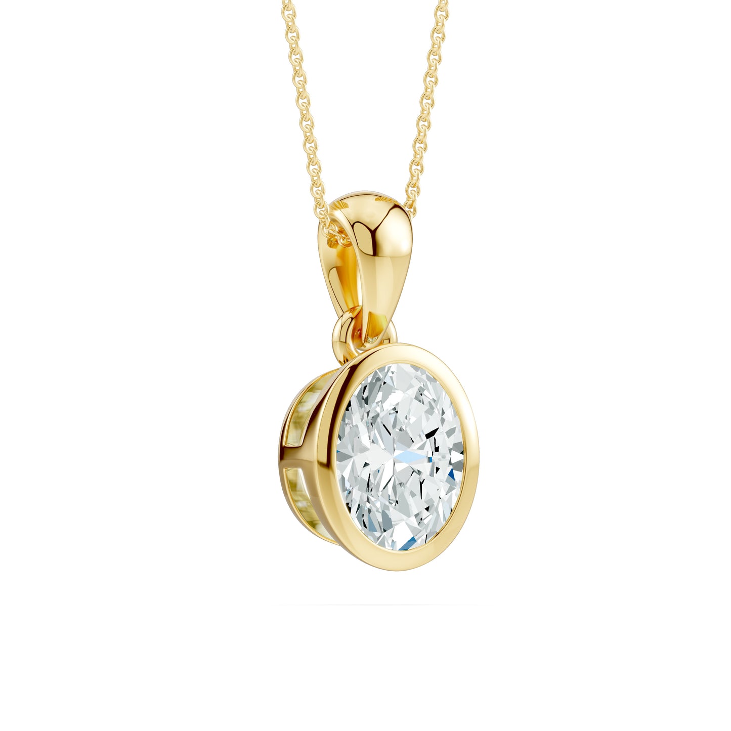 Bezel Set Oval Moissanite Pendant