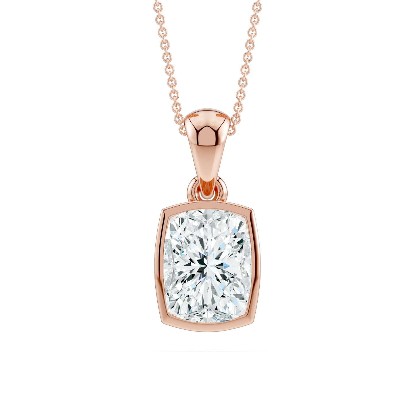 Bezel Set Cushion Rectangular Moissanite Pendant