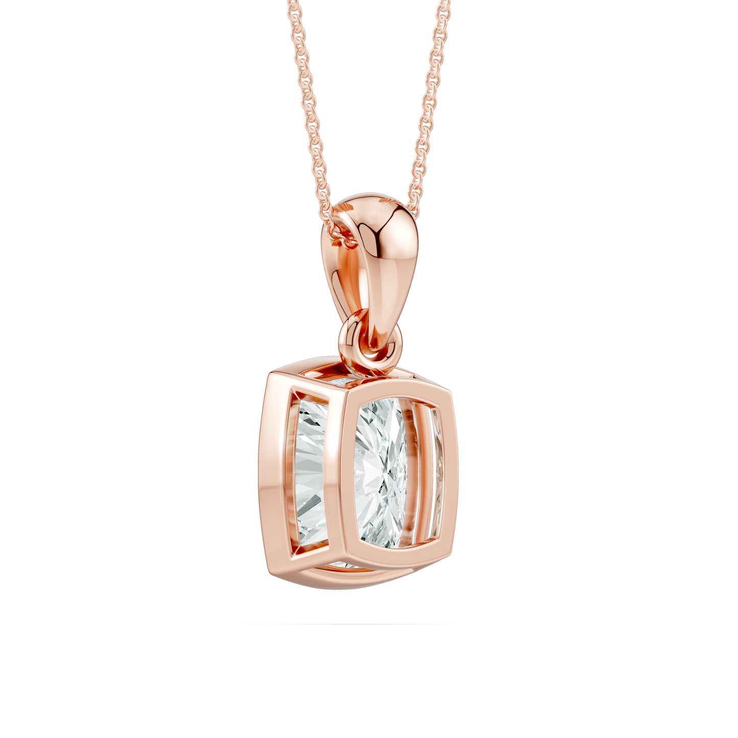 Bezel Set Cushion Rectangular Moissanite Pendant