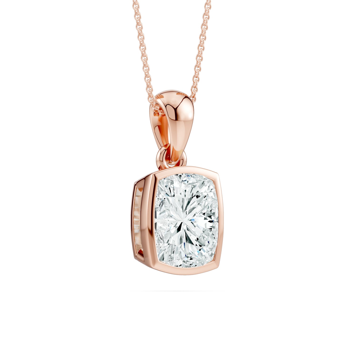 Bezel Set Cushion Rectangular Moissanite Pendant