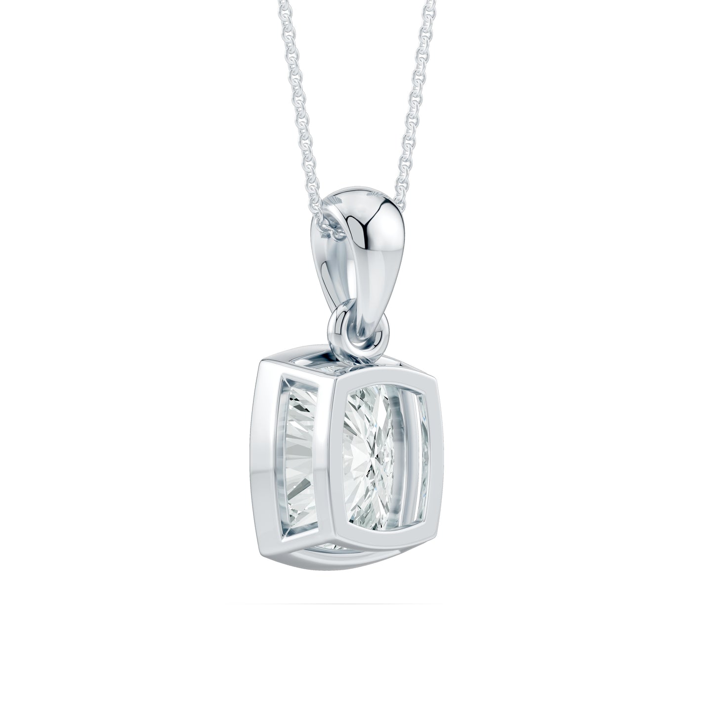 Bezel Set Cushion Rectangular Moissanite Pendant