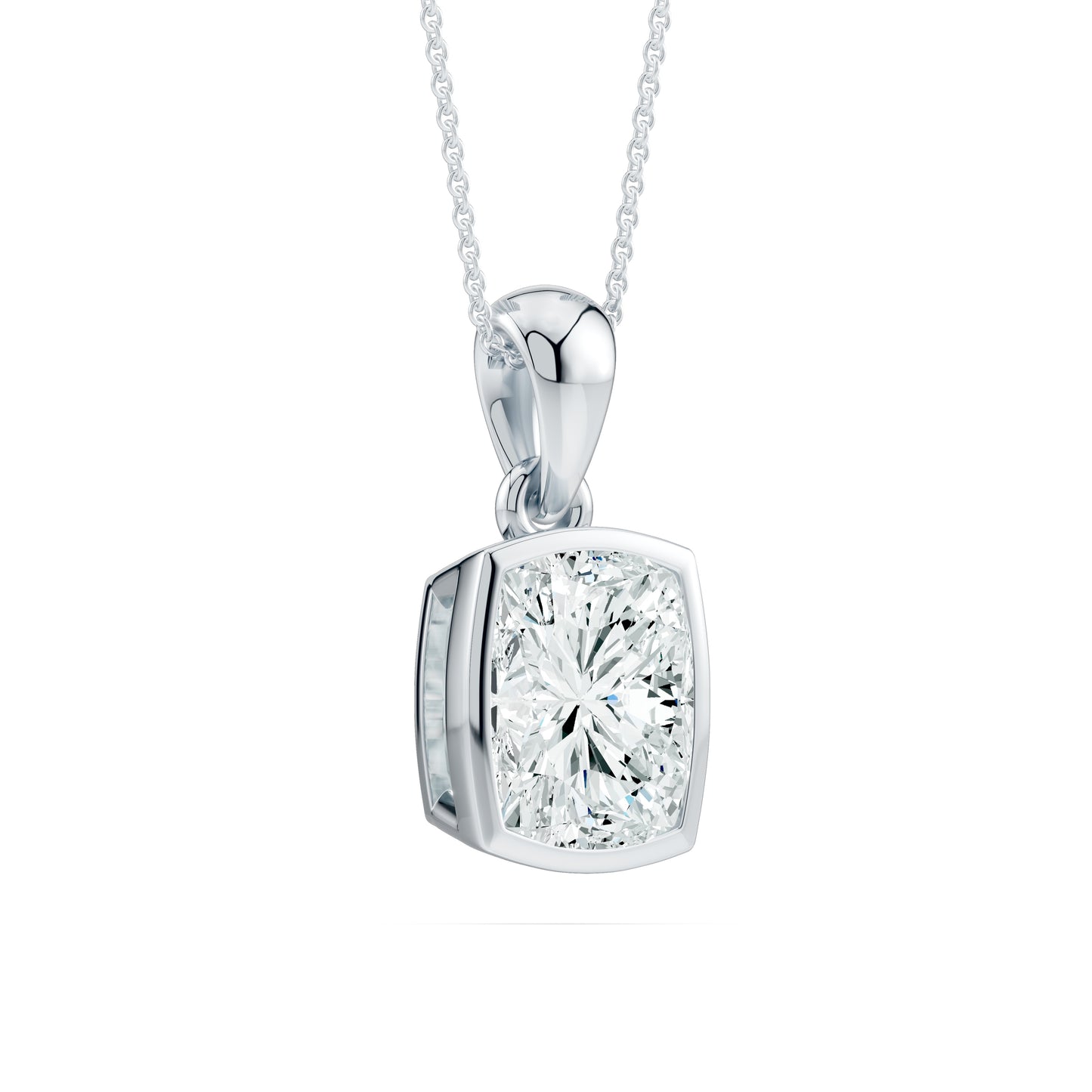 Bezel Set Cushion Rectangular Moissanite Pendant
